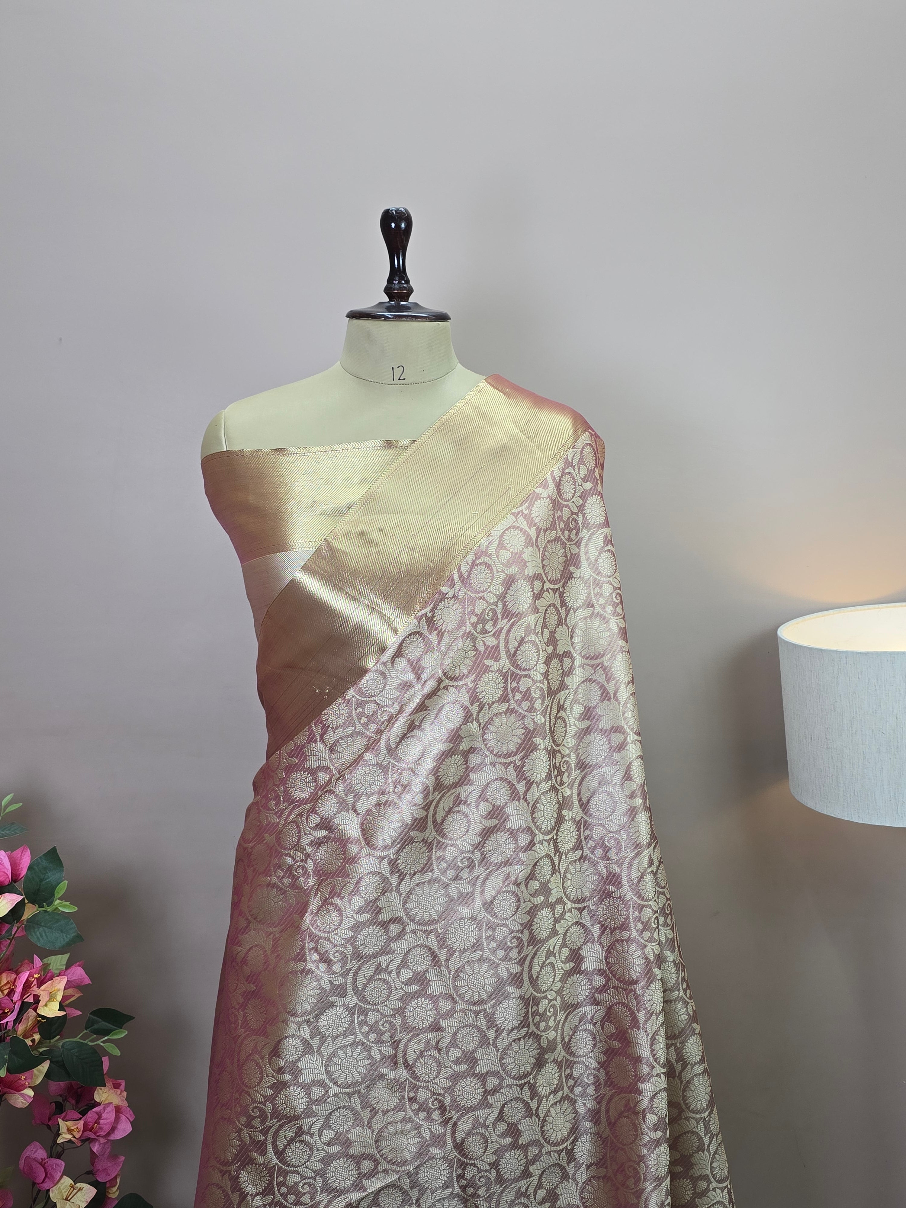 Banarasi Brocade Silk Saree with Floral Jaal Weaving