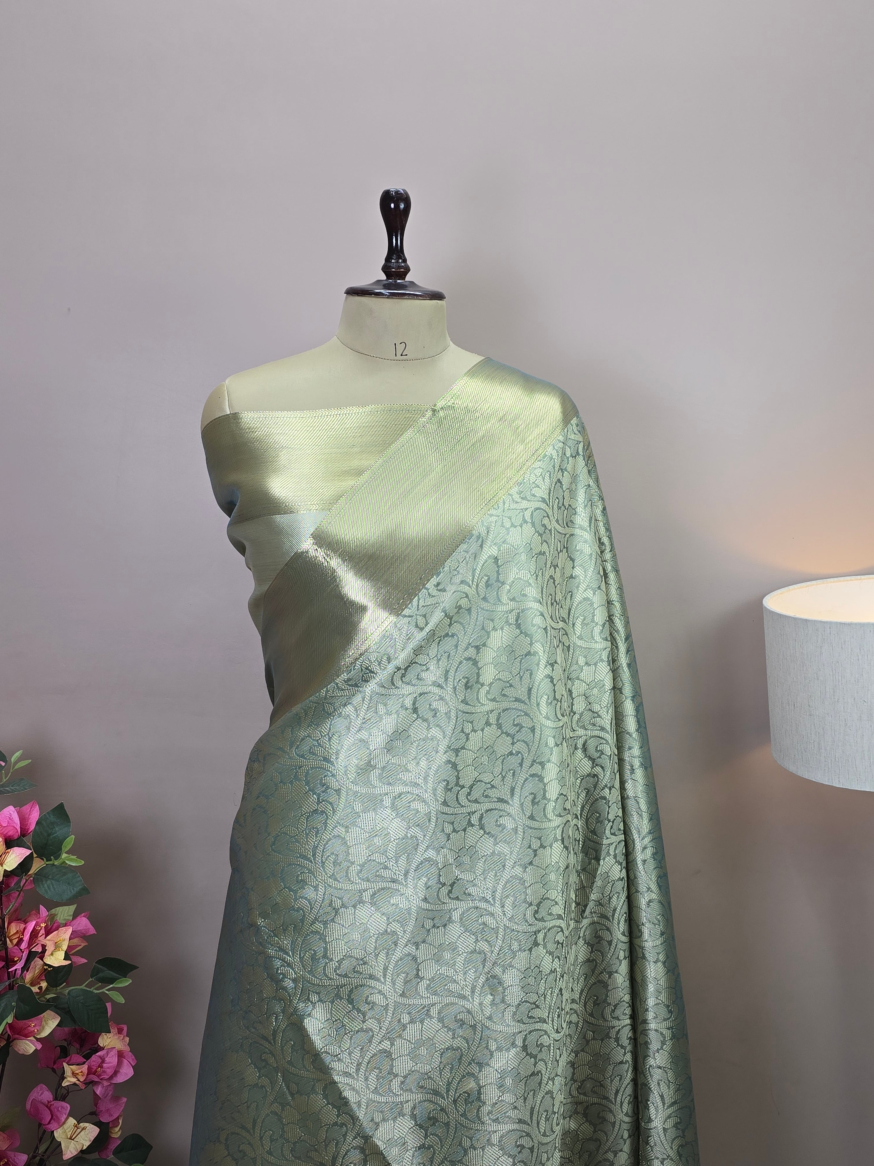 Banarasi Brocade Silk Saree with Floral Jaal Weaving