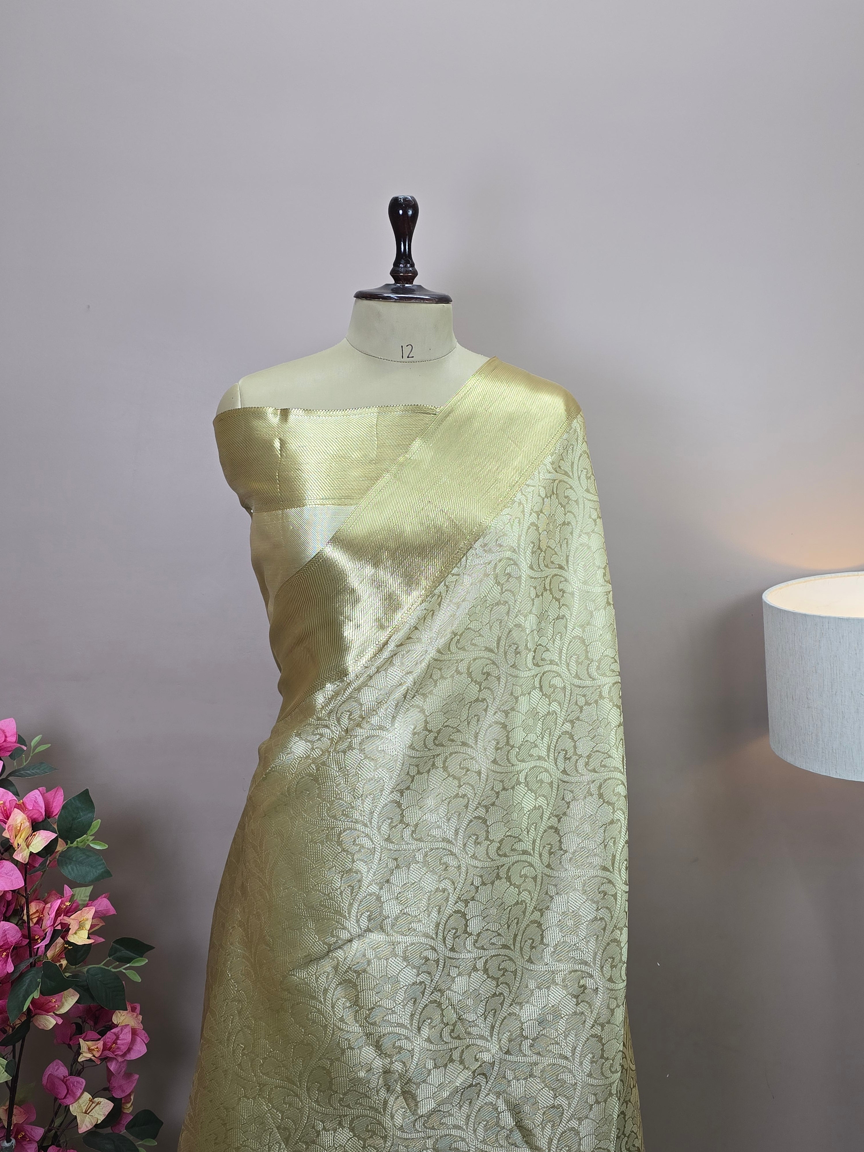 Banarasi Brocade Silk Saree with Floral Jaal Weaving