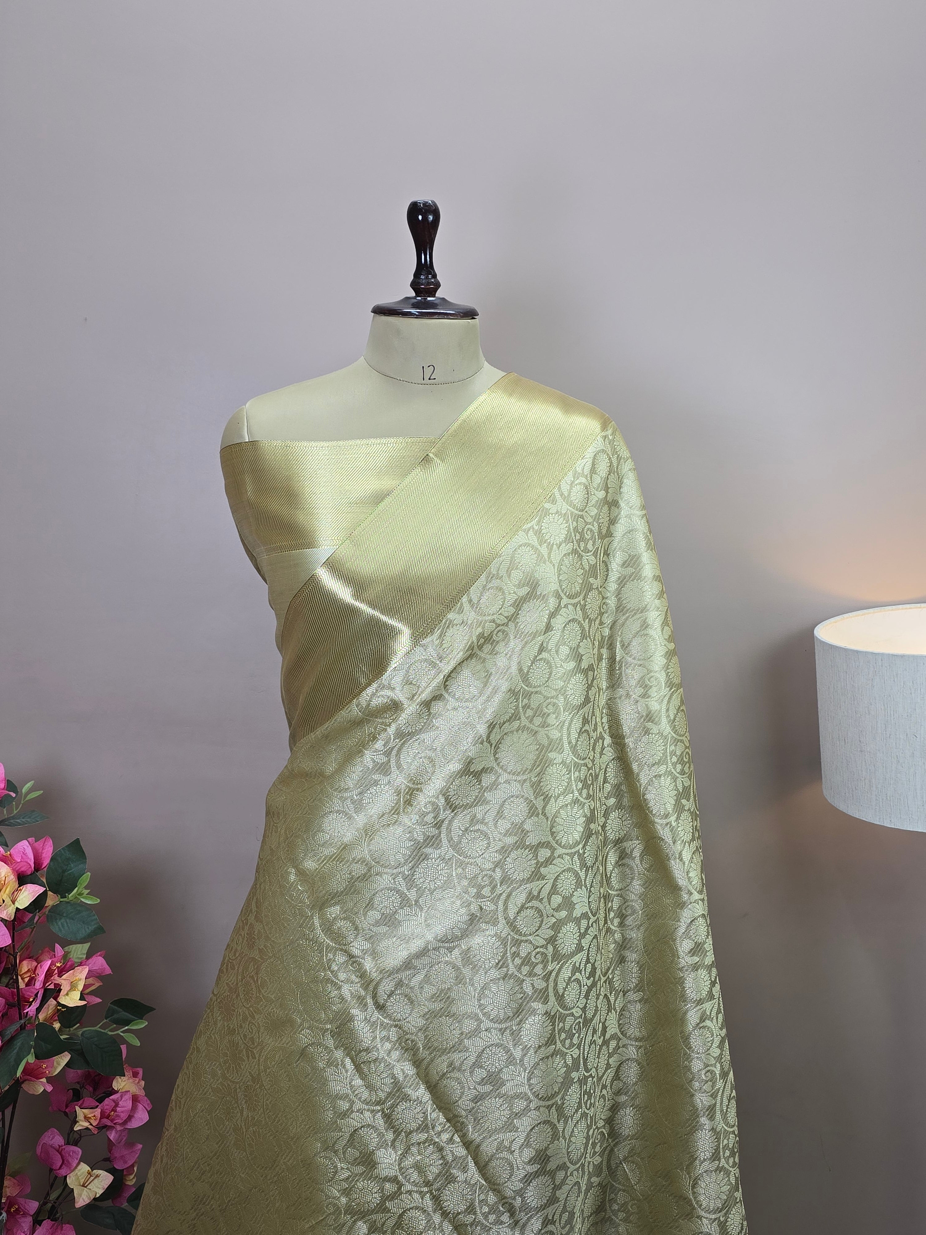 Banarasi Brocade Silk Saree with Floral Jaal Weaving