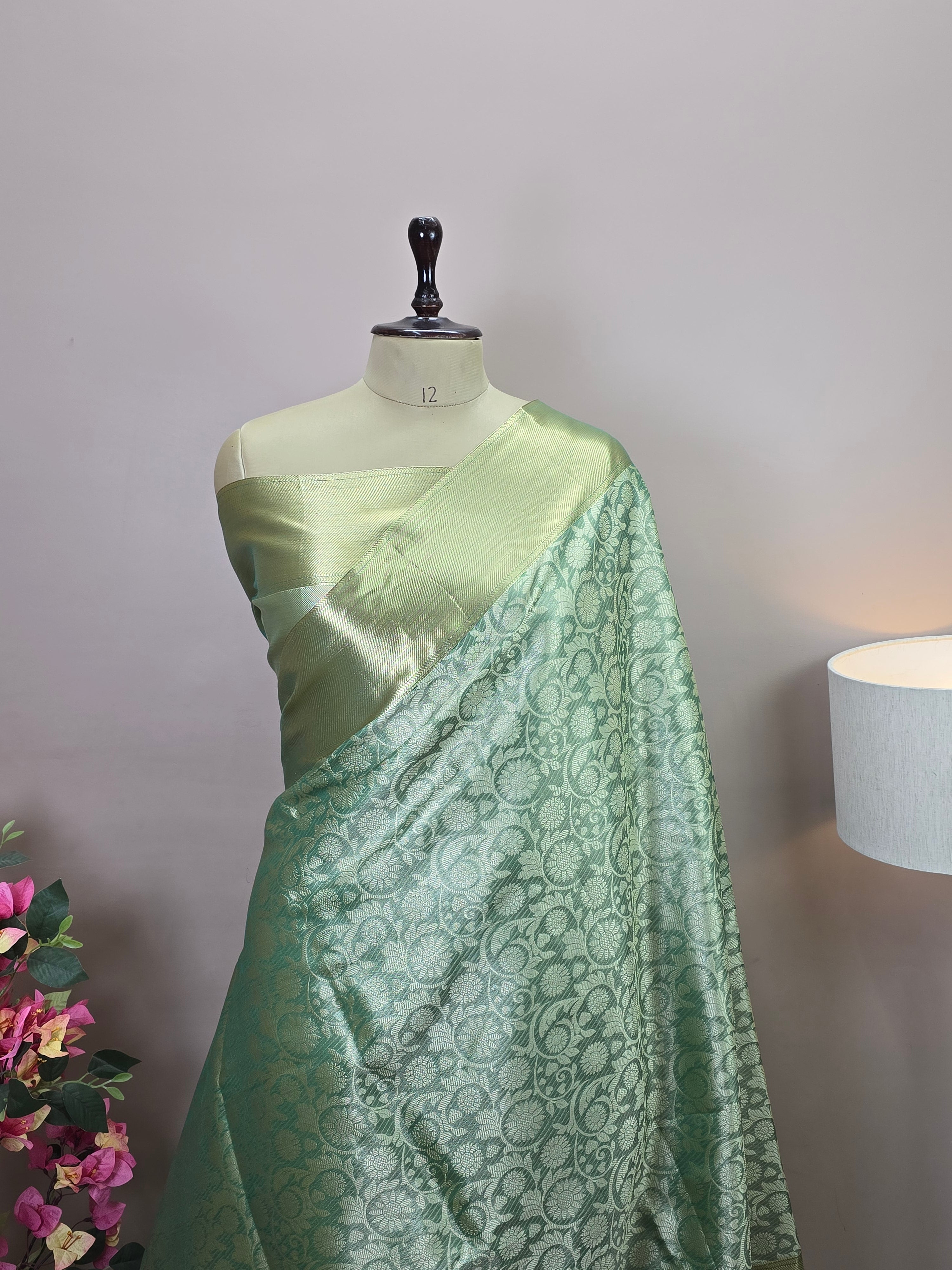 Banarasi Brocade Silk Saree with Floral Jaal Weaving