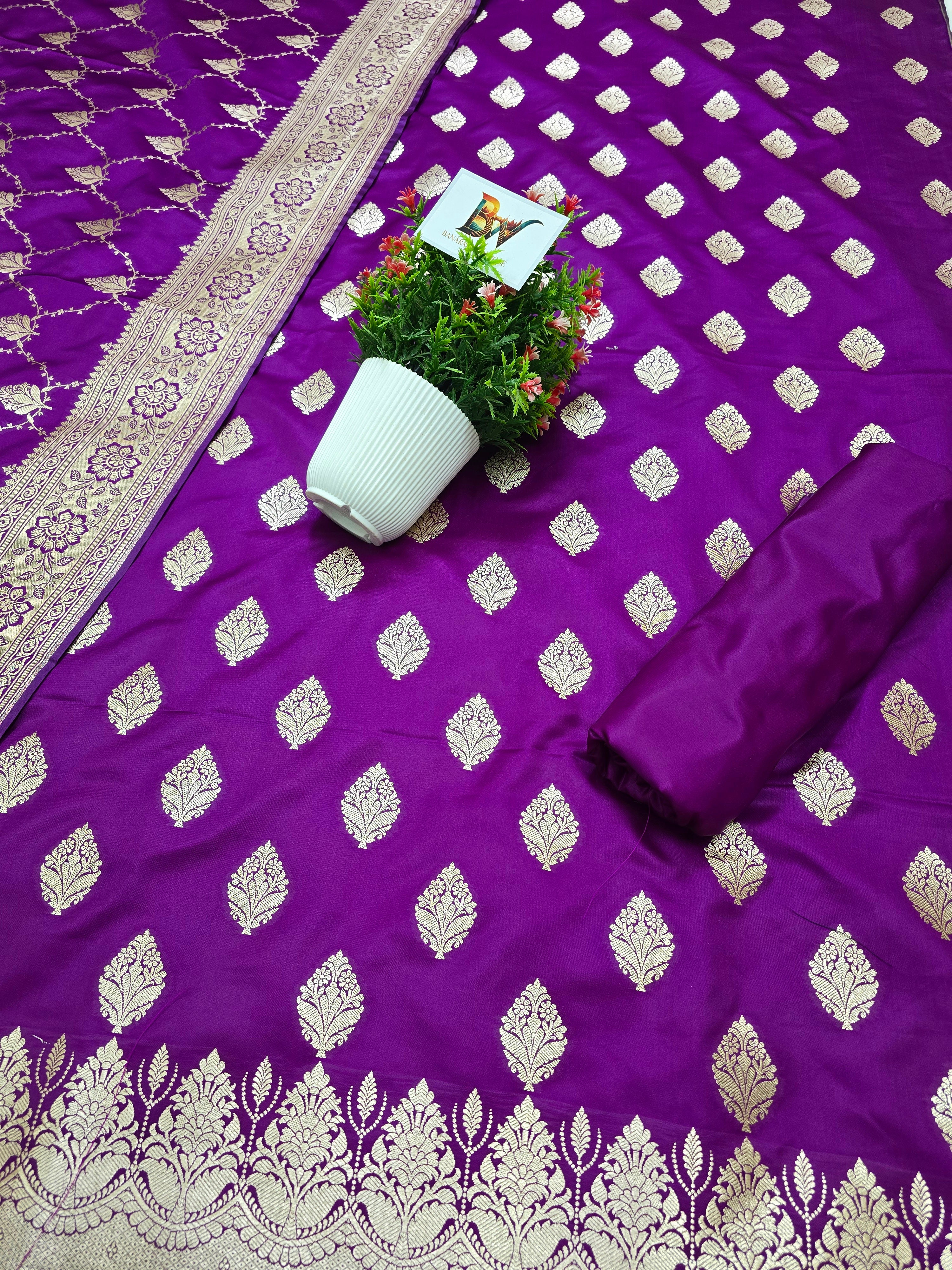 Banarasi Malai Katan Silk Suit