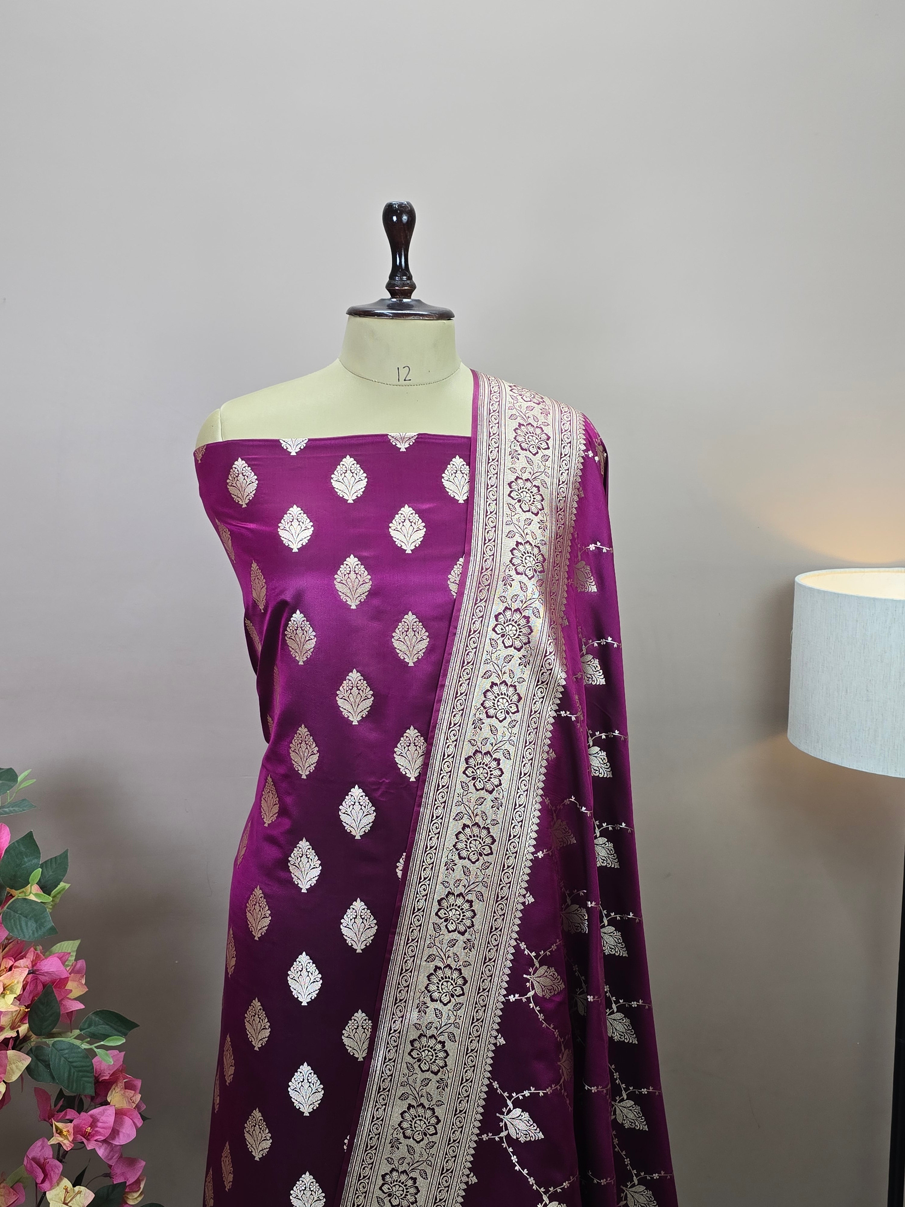 Banarasi Malai Katan Silk Suit