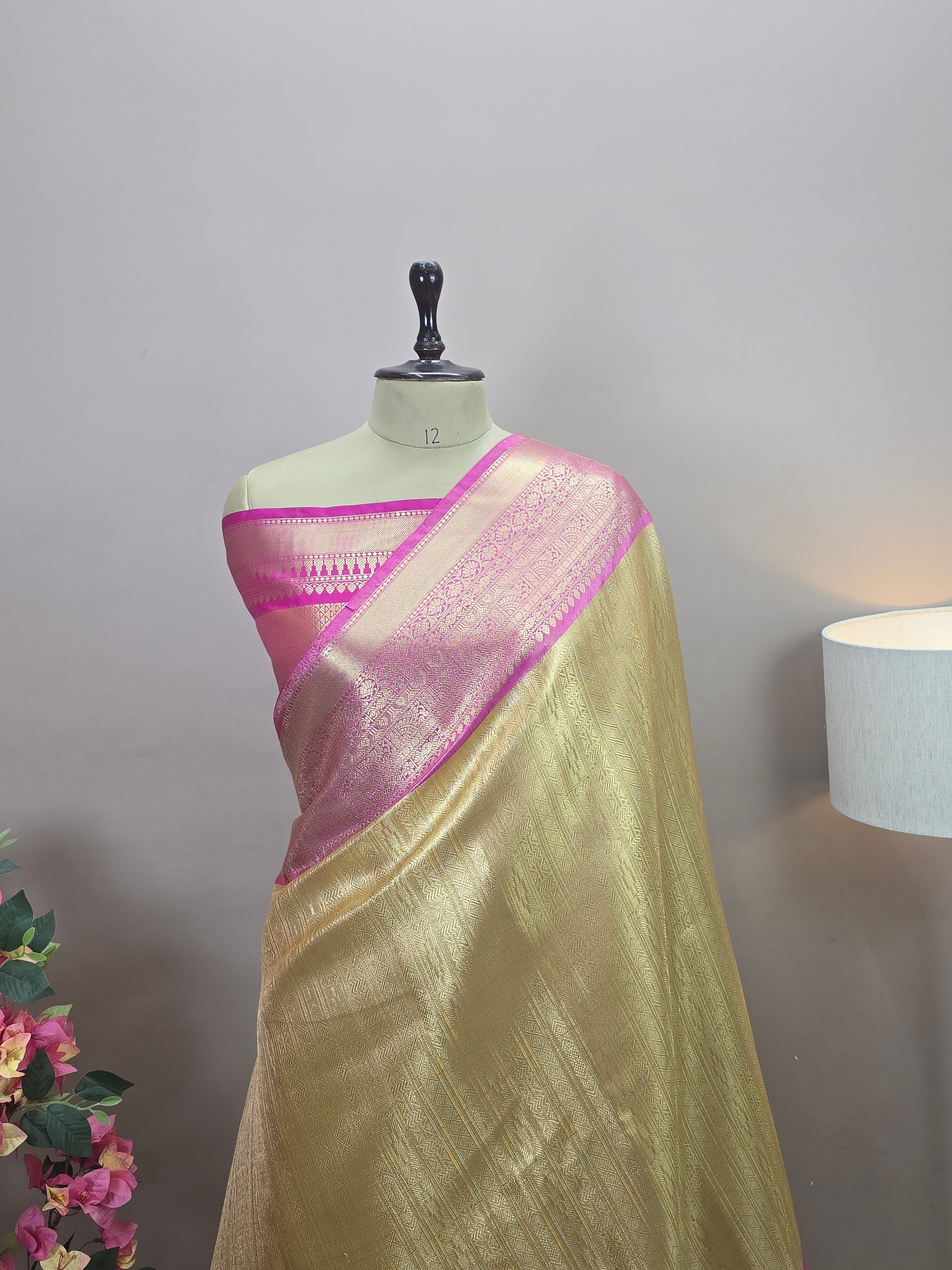 Banarasi Tissue Brocade Silk Saree with Contrast Border