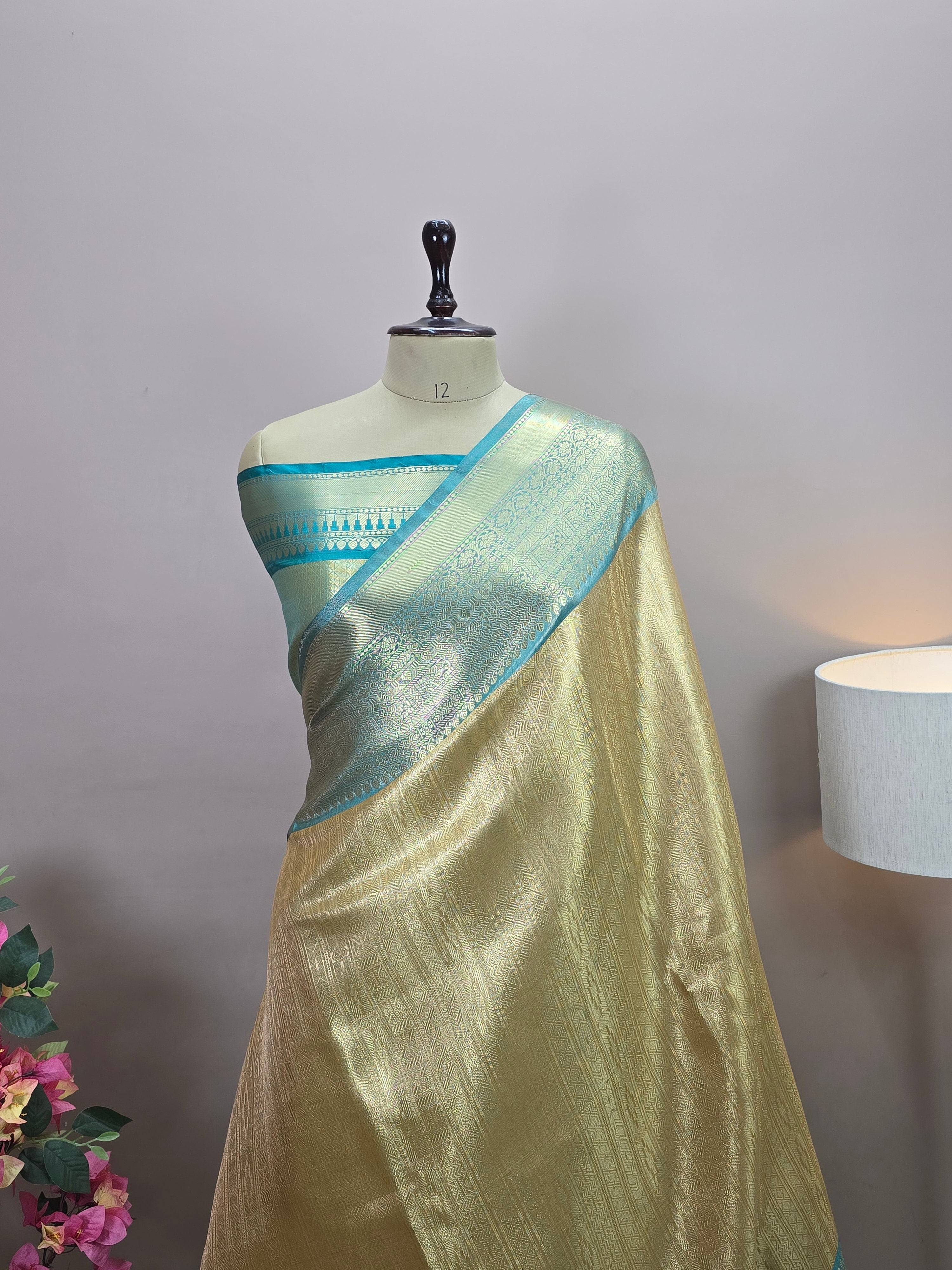 Banarasi Tissue Brocade Silk Saree with Contrast Border