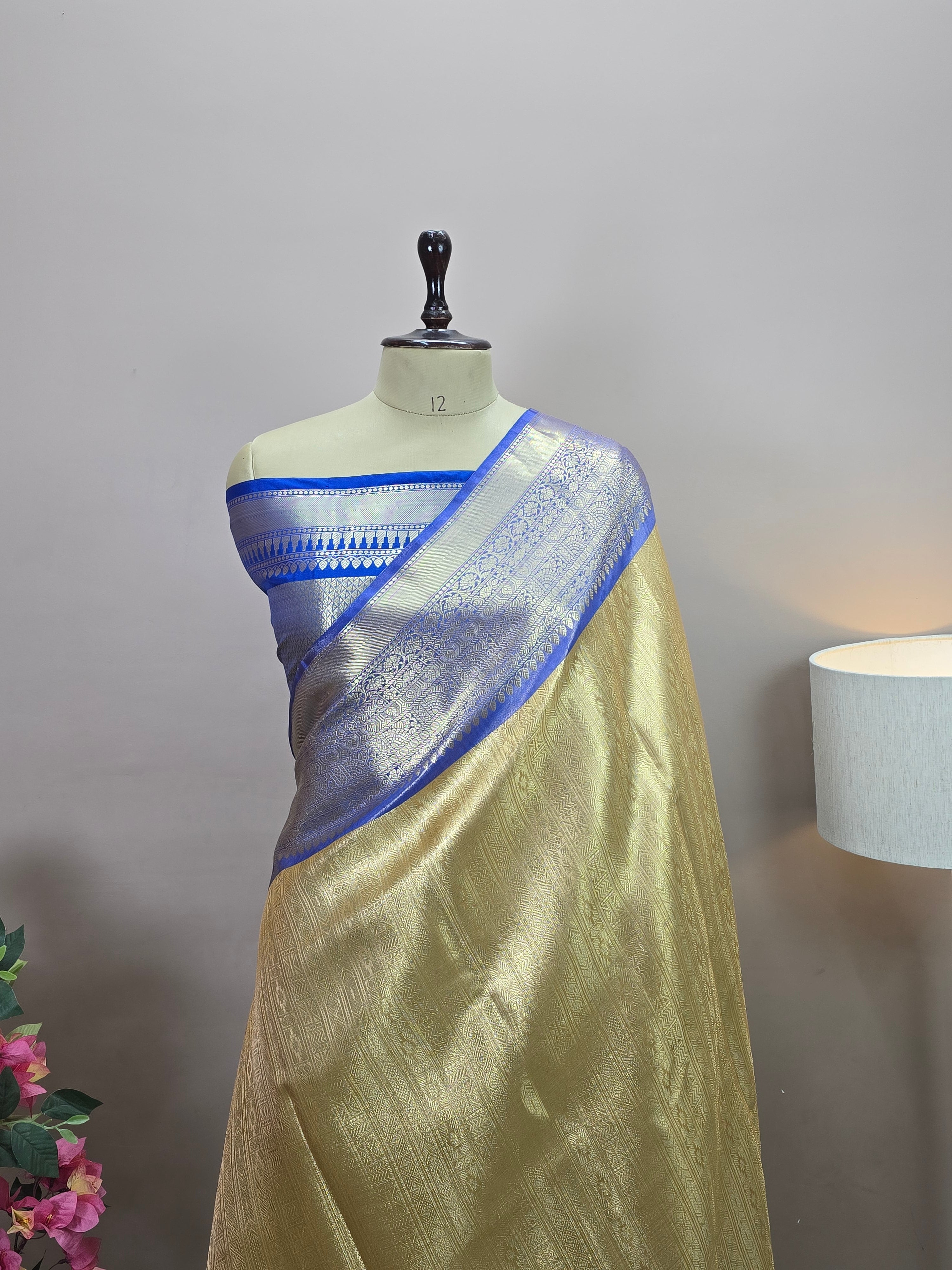 Banarasi Tissue Brocade Silk Saree with Contrast Border