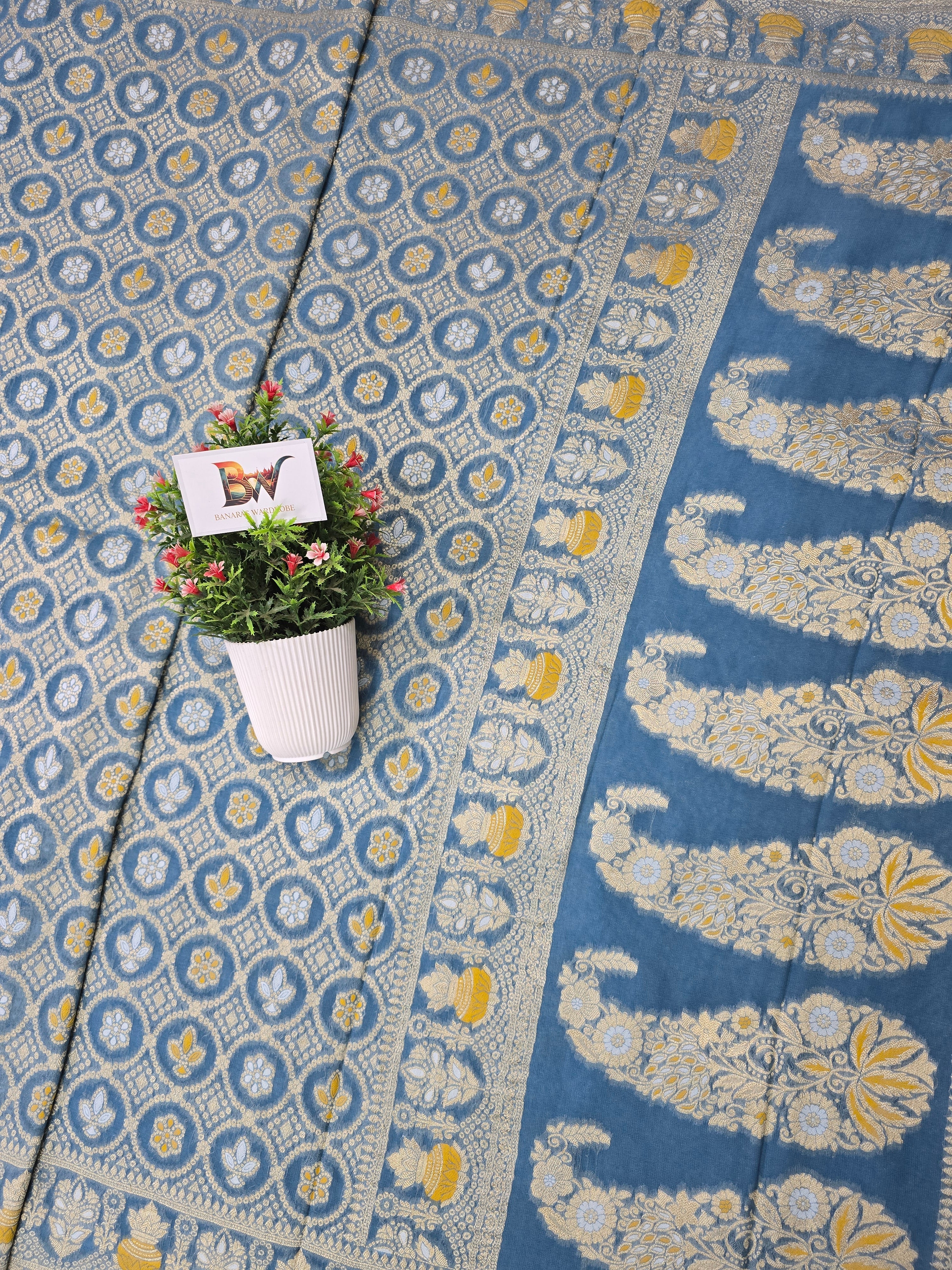 Premium Georgette Banarasi Bandhej Saree with Meenakari Motifs