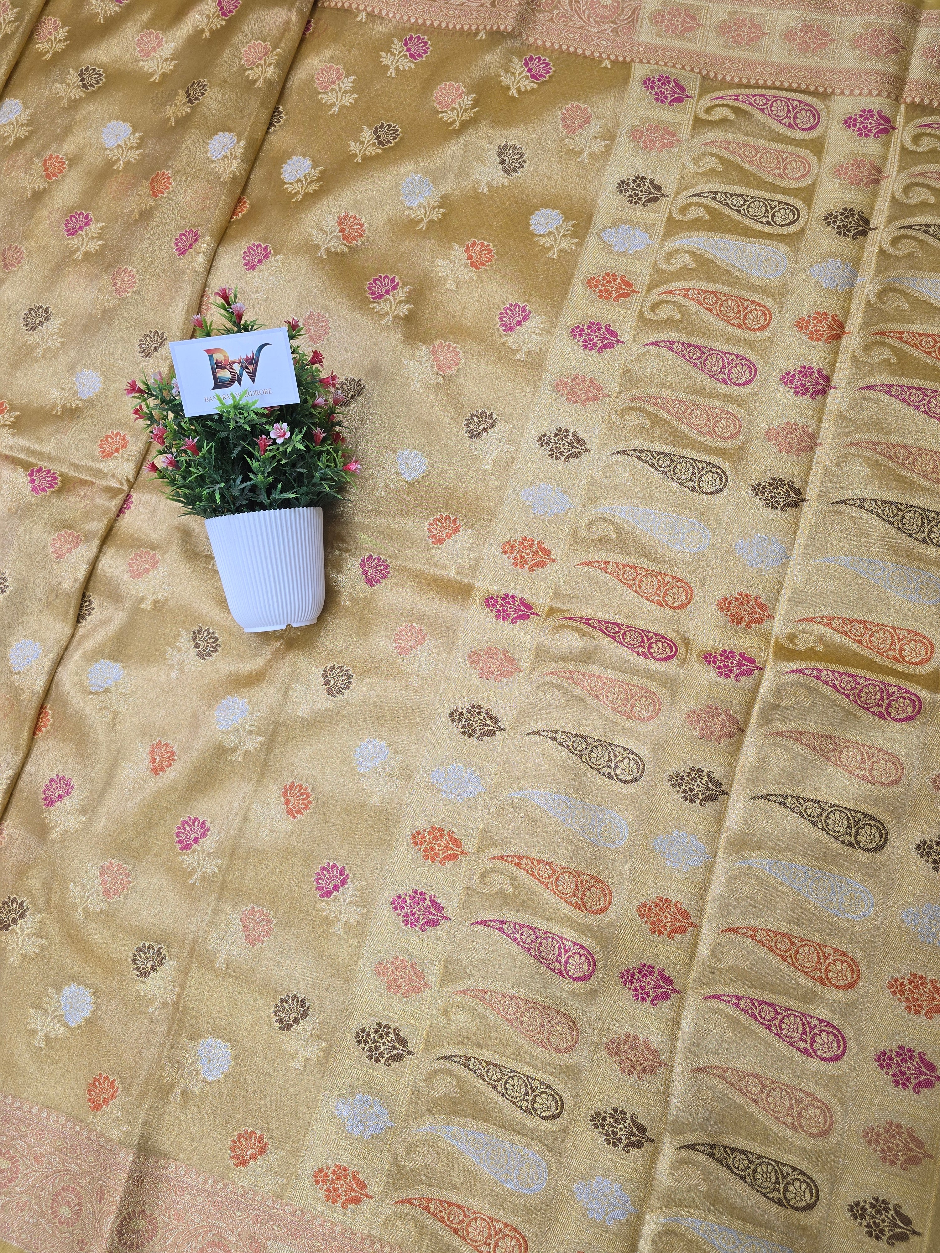 Banarasi Tissue Silk Tilfi Meenakari Floral Saree