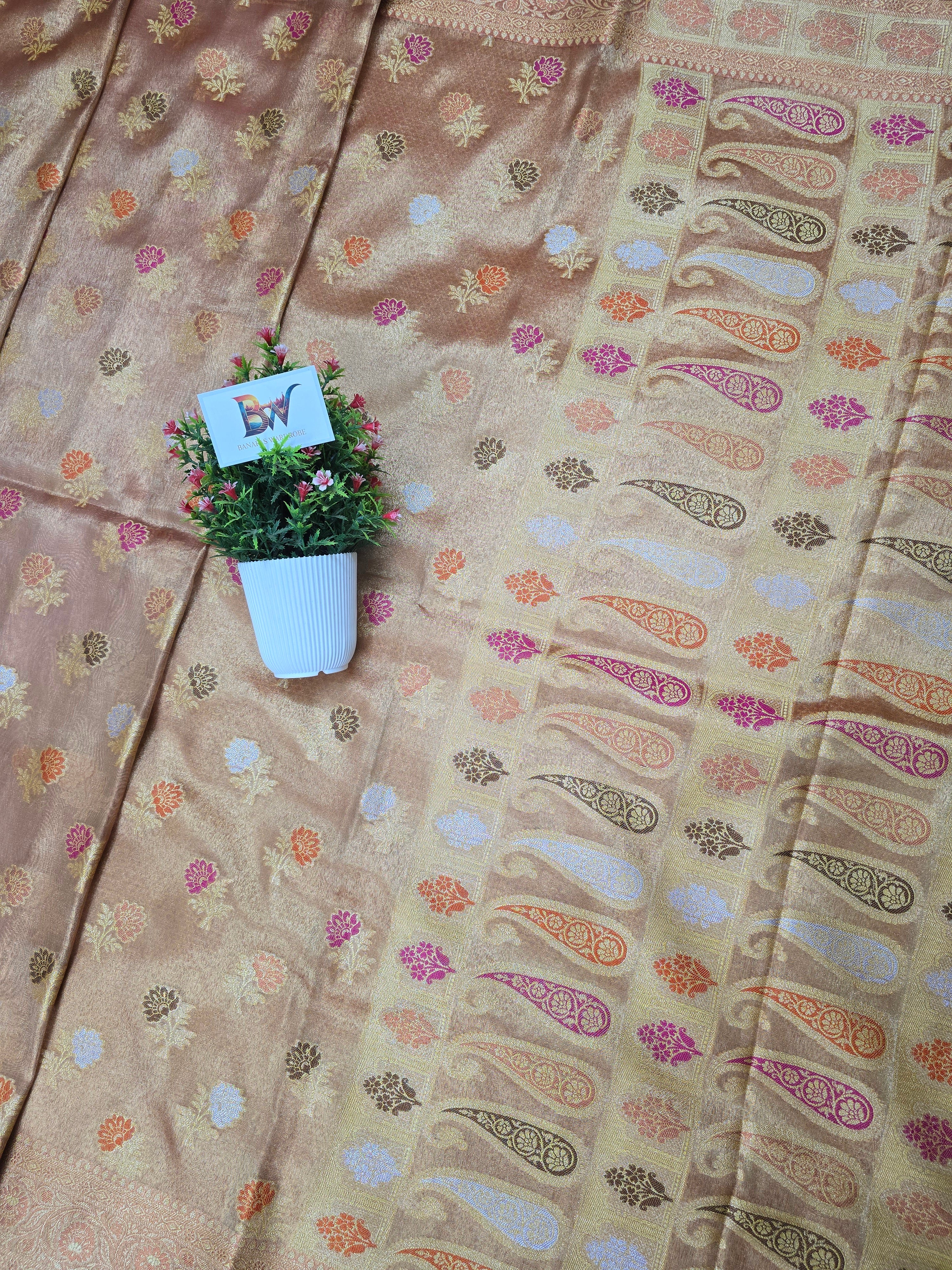 Banarasi Tissue Silk Tilfi Meenakari Floral Saree
