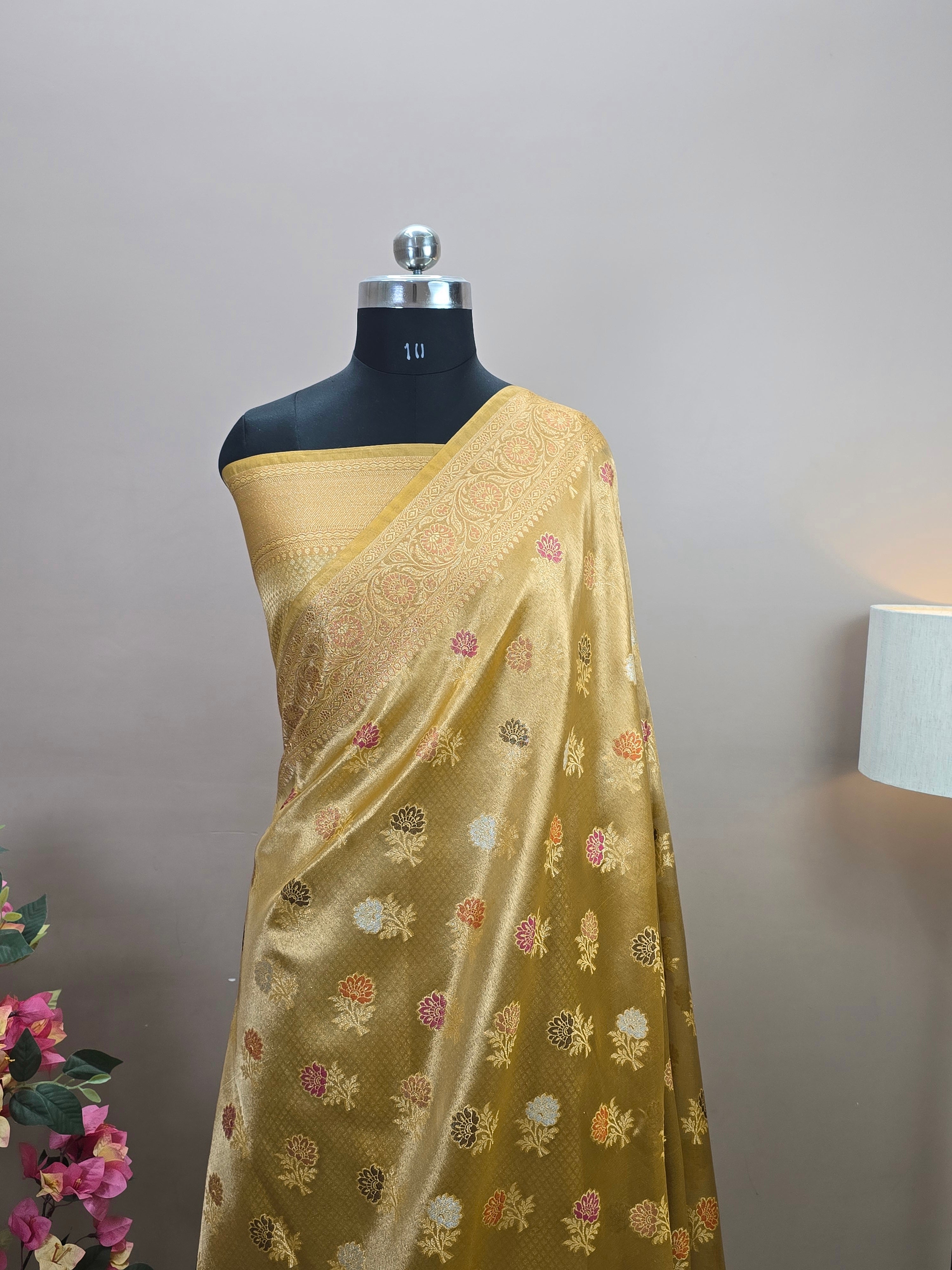 Banarasi Tissue Silk Tilfi Meenakari Floral Saree