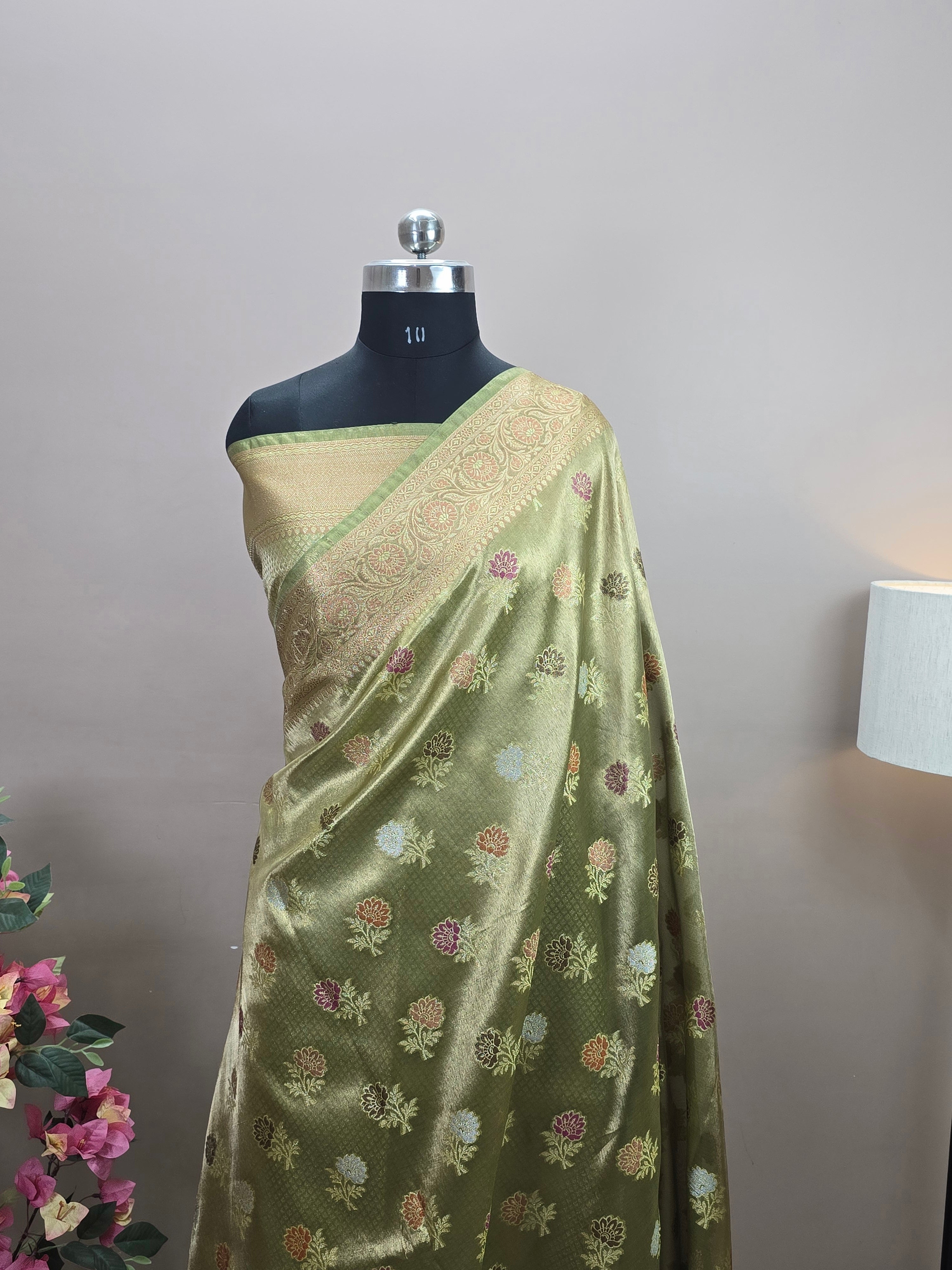 Banarasi Tissue Silk Tilfi Meenakari Floral Saree