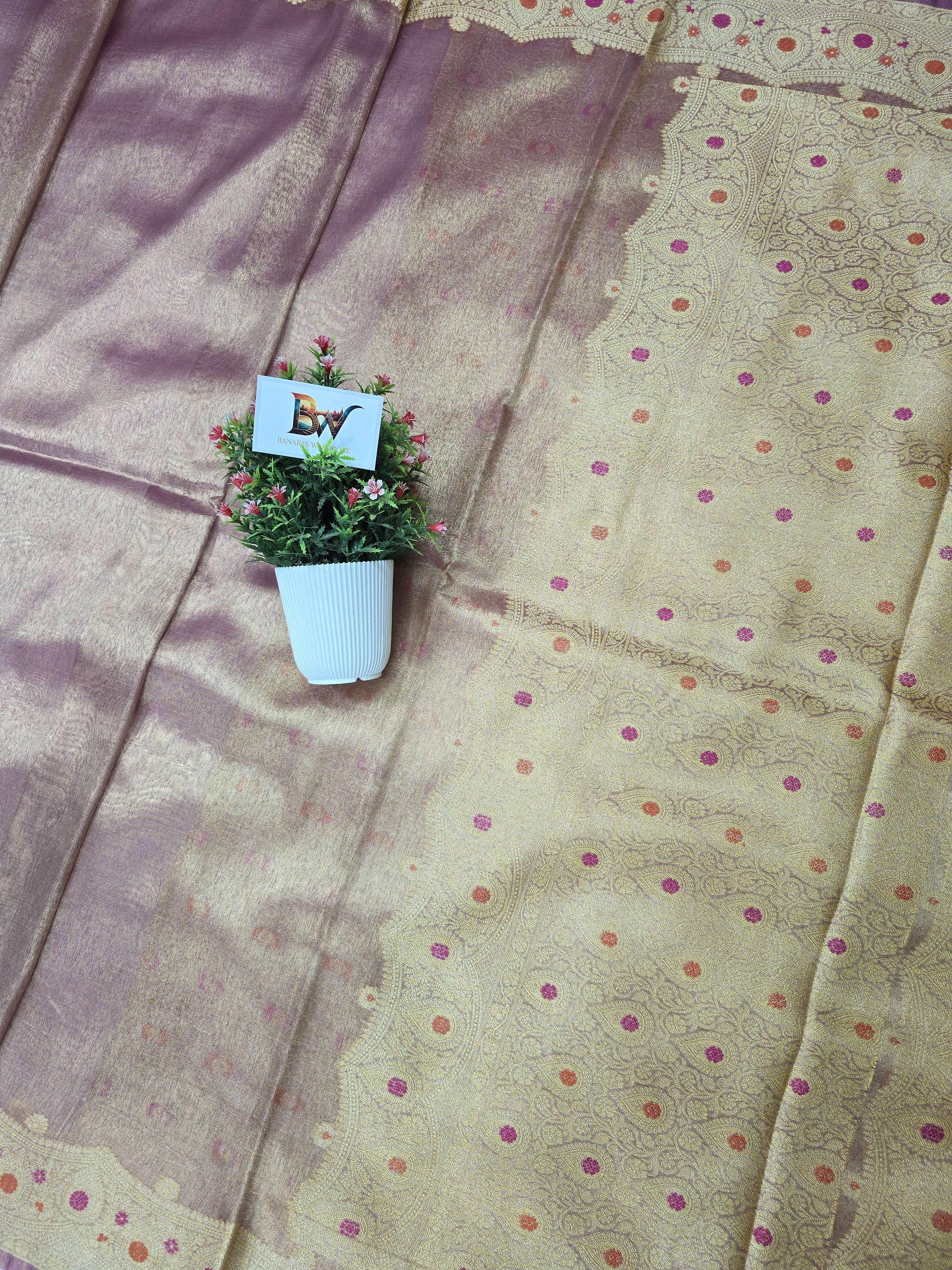 Banarasi Tissue Silk Saree with Meenakari Border and Pallu