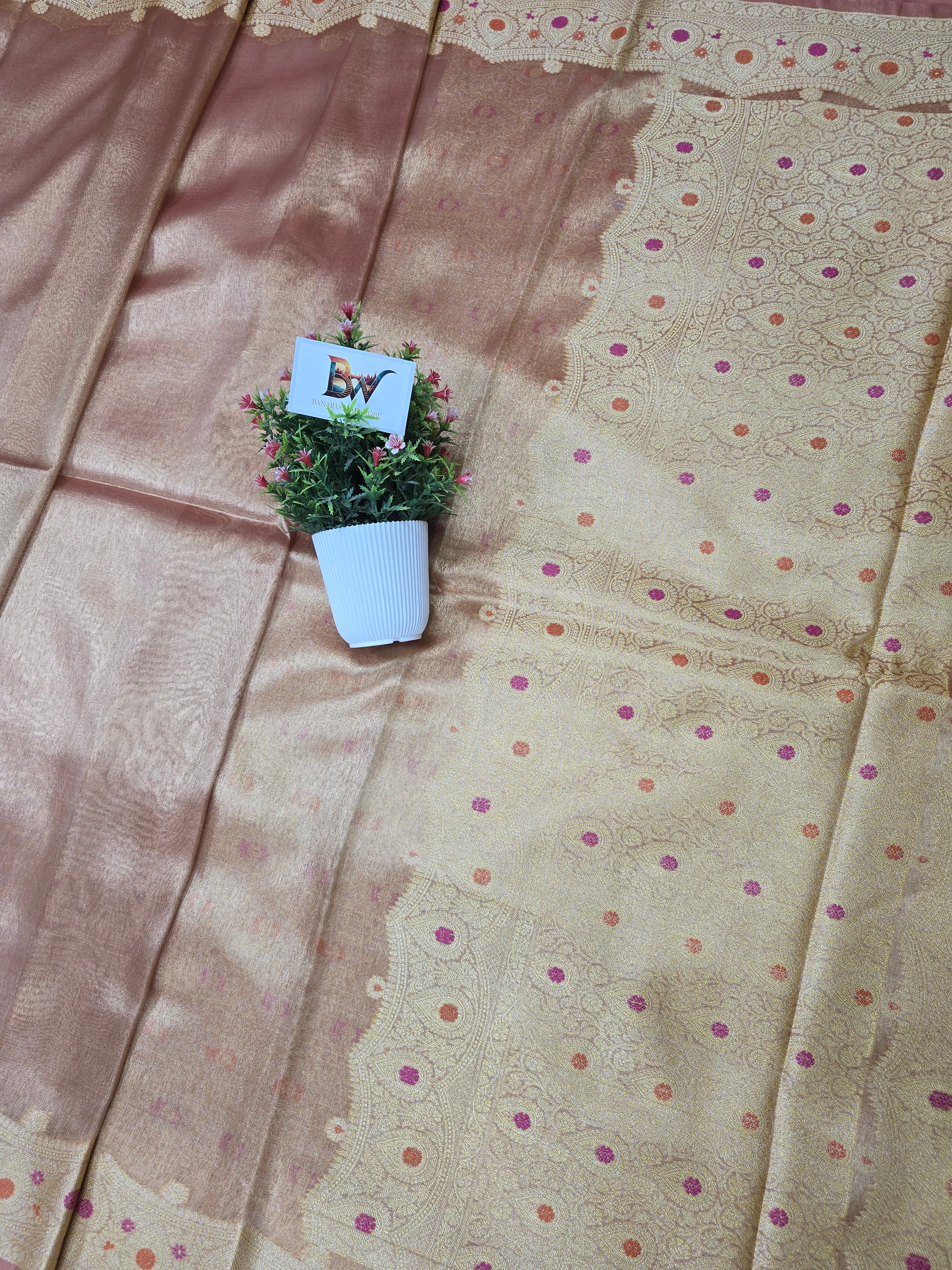 Banarasi Tissue Silk Saree with Meenakari Border and Pallu