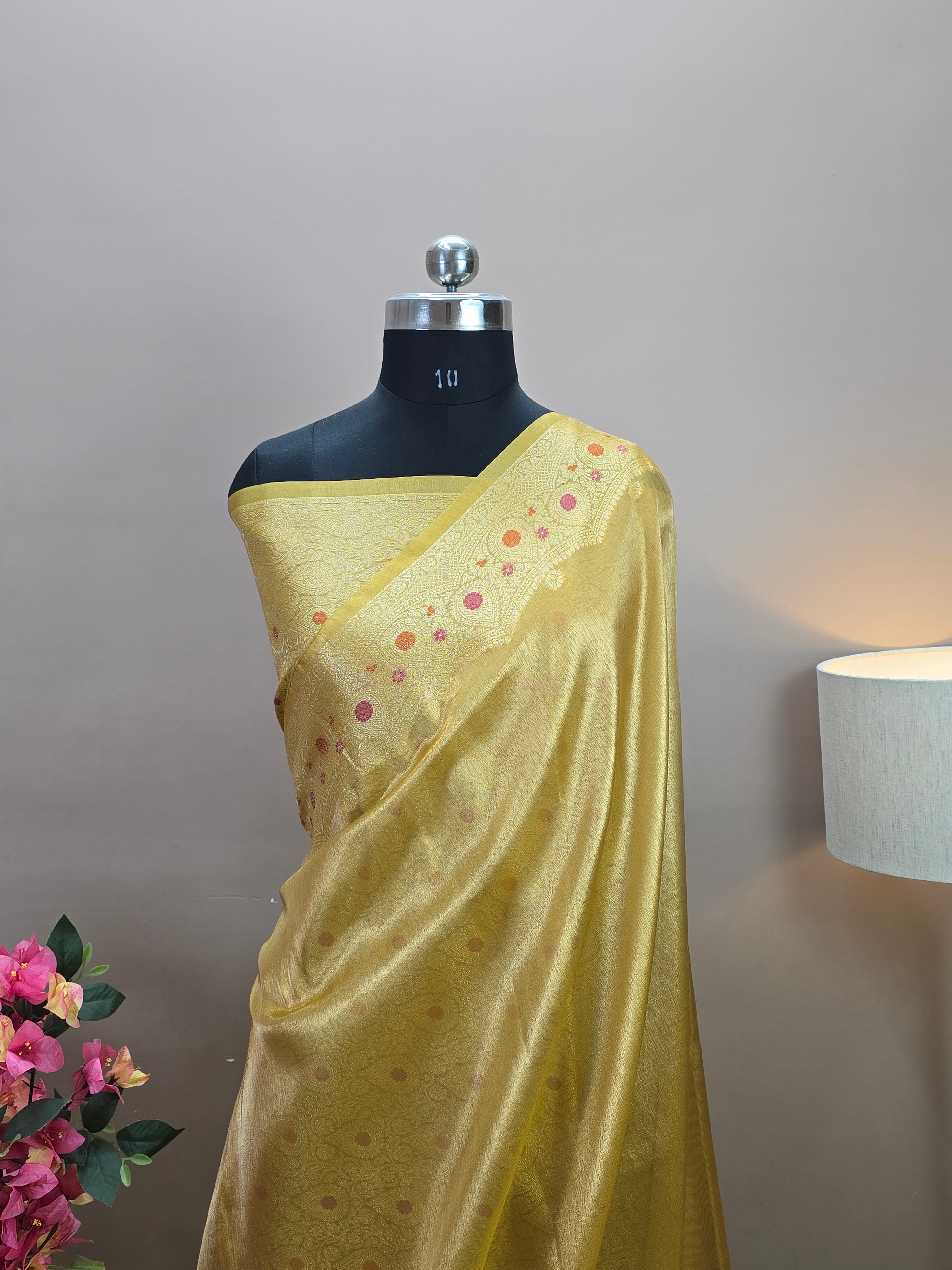 Banarasi Tissue Silk Saree with Meenakari Border and Pallu