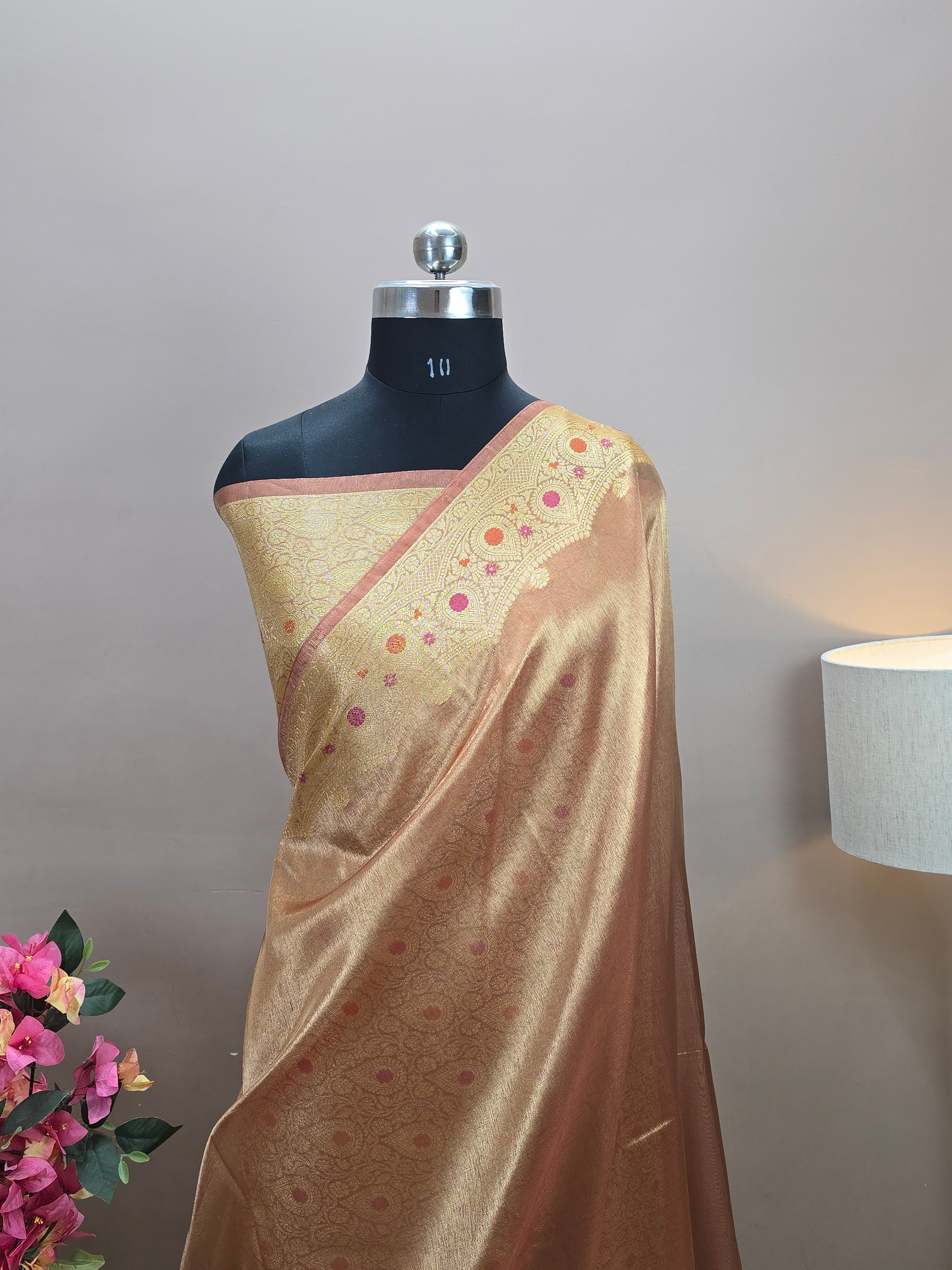 Banarasi Tissue Silk Saree with Meenakari Border and Pallu