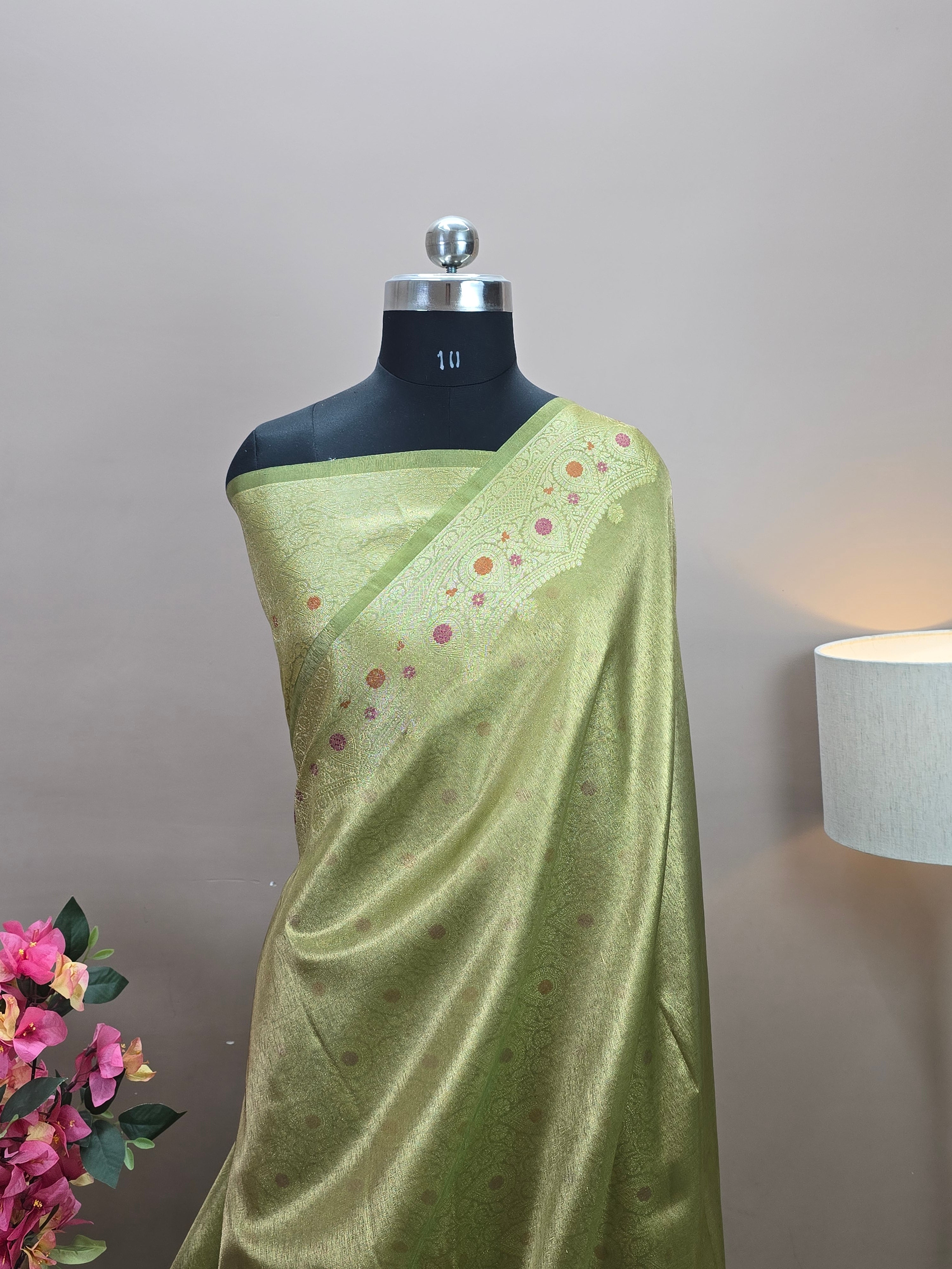 Banarasi Tissue Silk Saree with Meenakari Border and Pallu