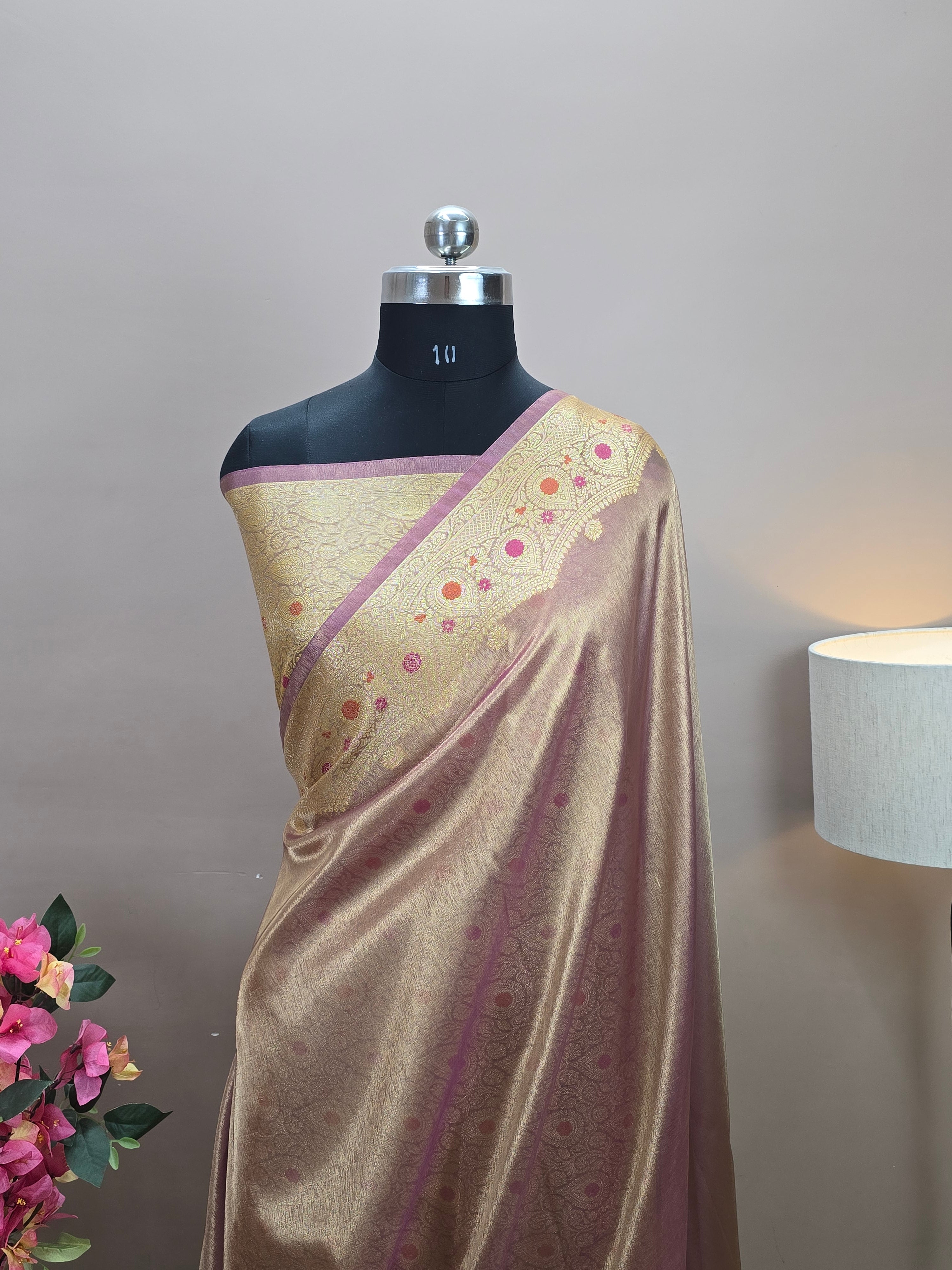Banarasi Tissue Silk Saree with Meenakari Border and Pallu