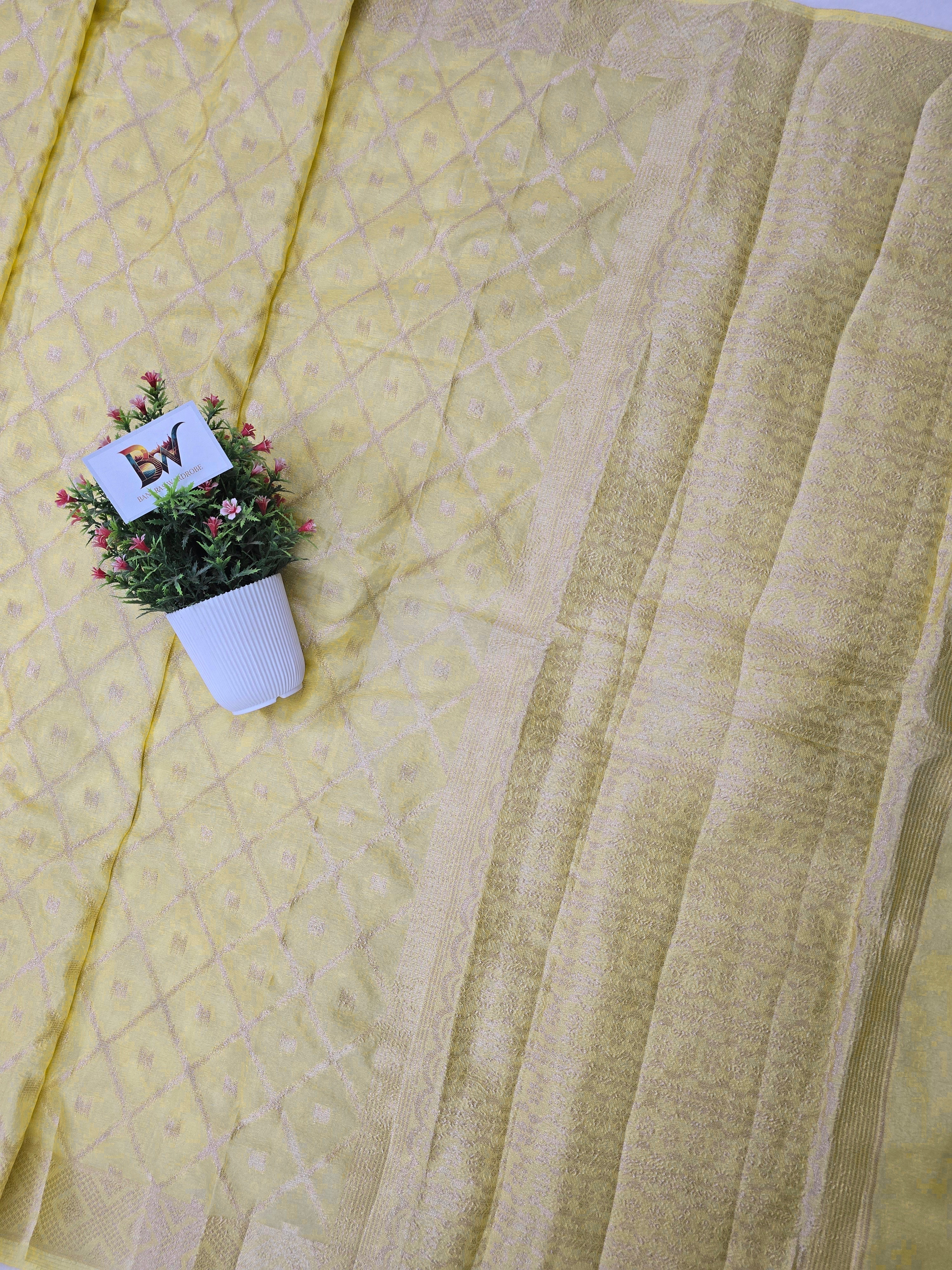 Banarasi Vaani Silk Saree with Geometric Zari Weaving