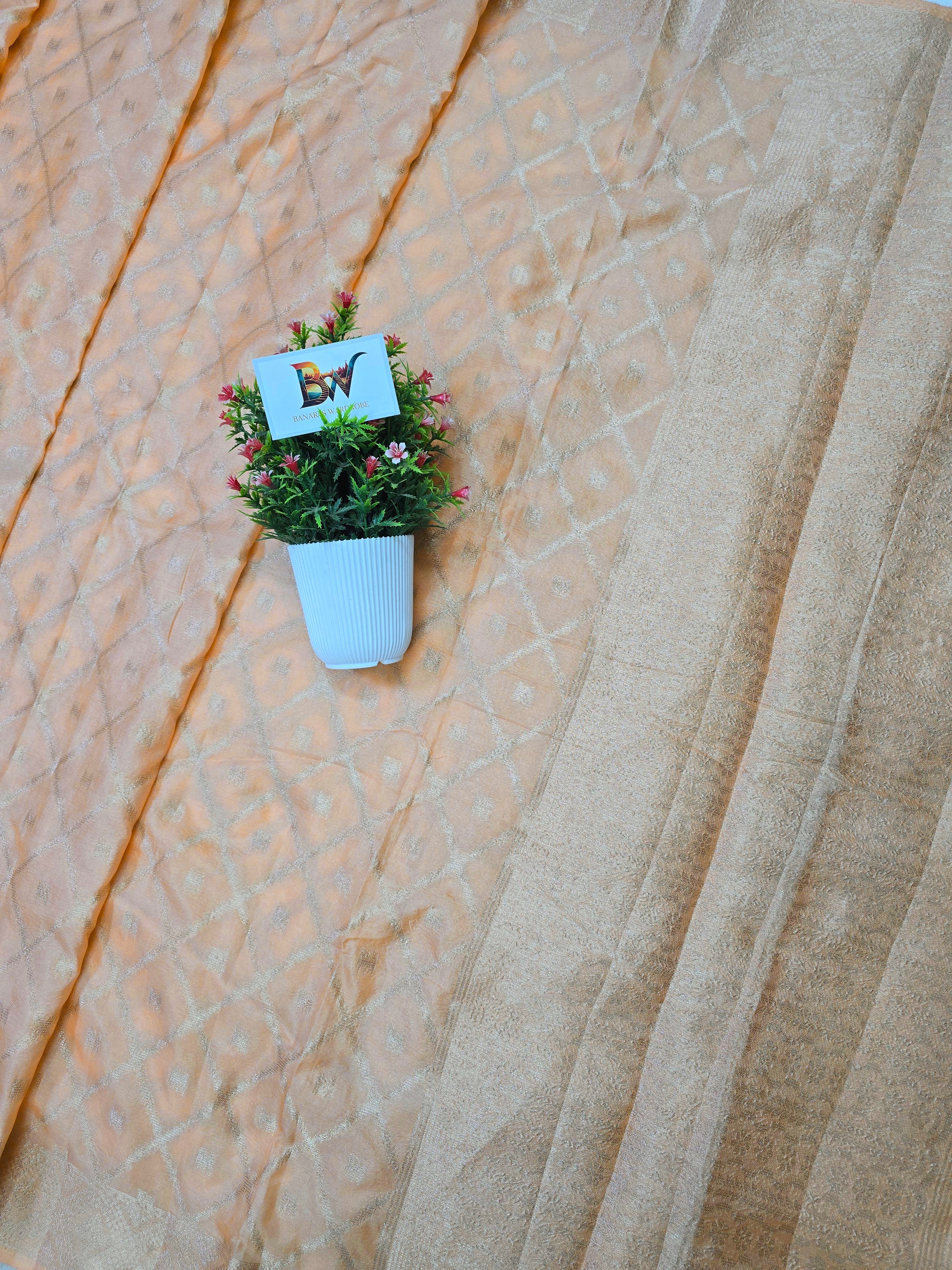 Banarasi Vaani Silk Saree with Geometric Zari Weaving