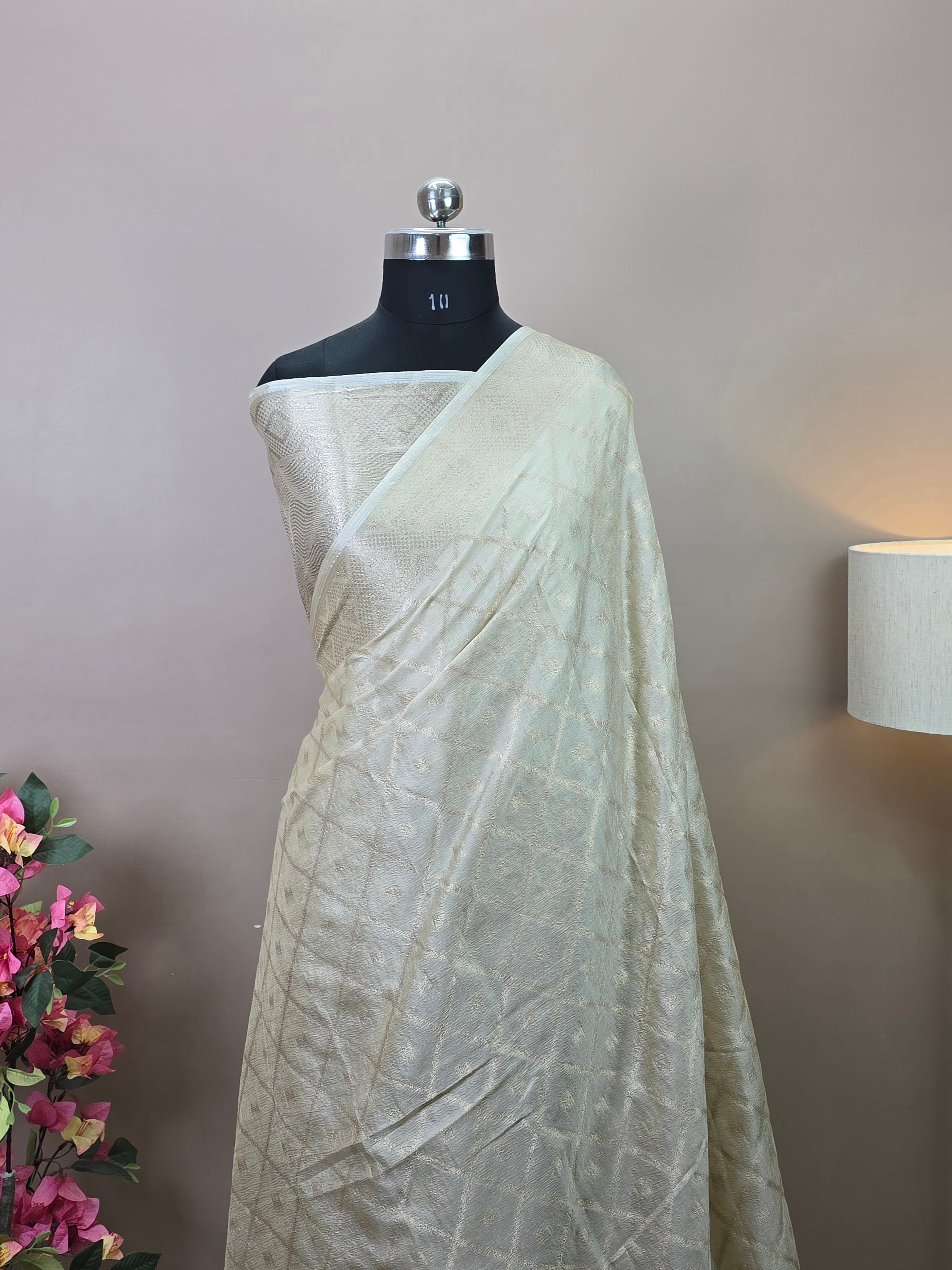 Banarasi Vaani Silk Saree with Geometric Zari Weaving