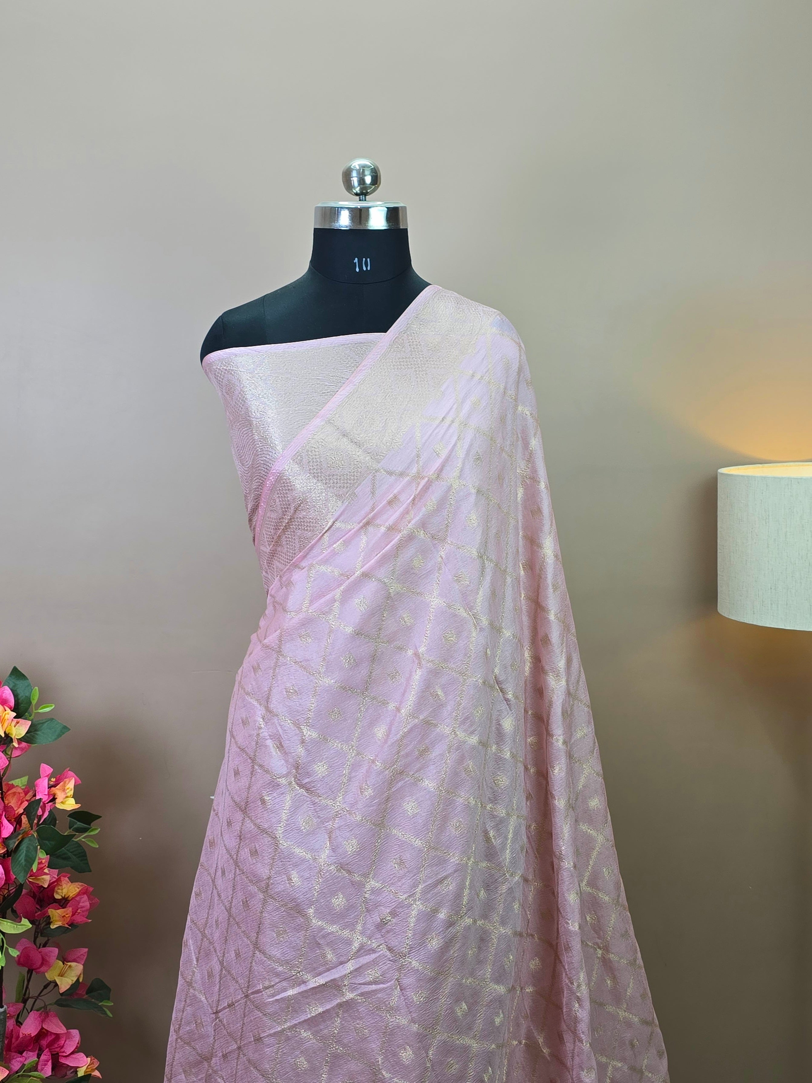 Banarasi Vaani Silk Saree with Geometric Zari Weaving