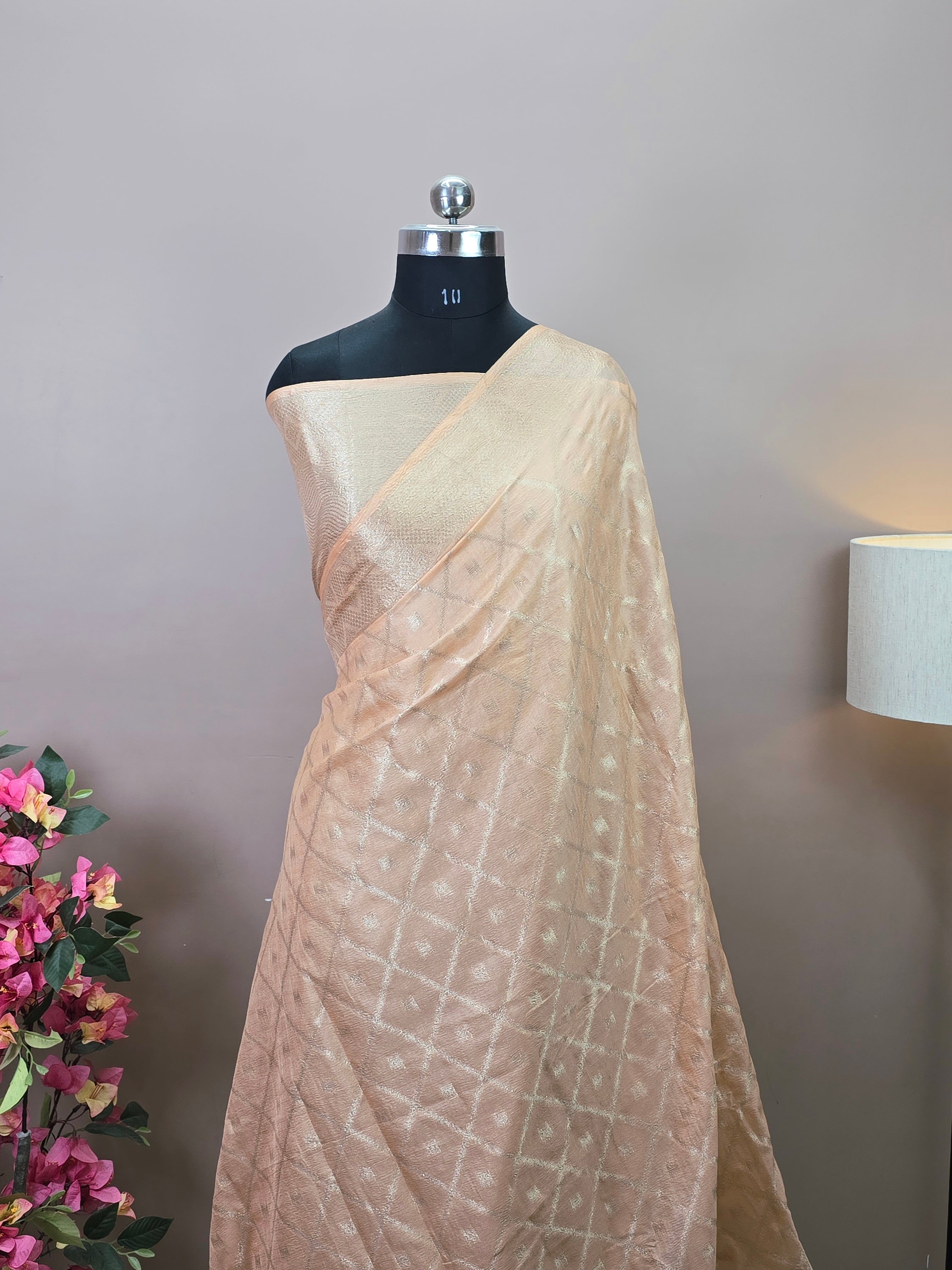 Banarasi Vaani Silk Saree with Geometric Zari Weaving