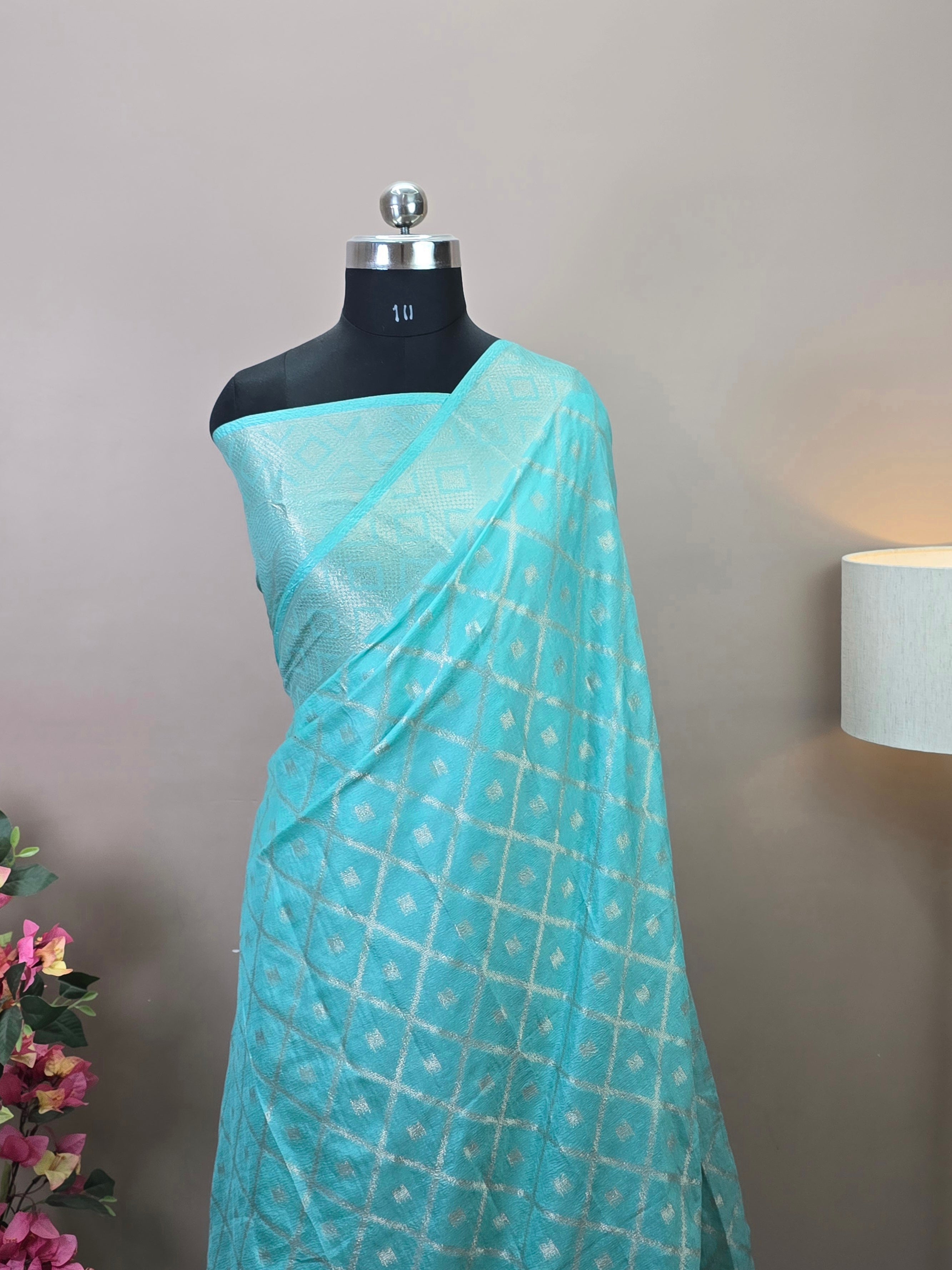 Banarasi Vaani Silk Saree with Geometric Zari Weaving