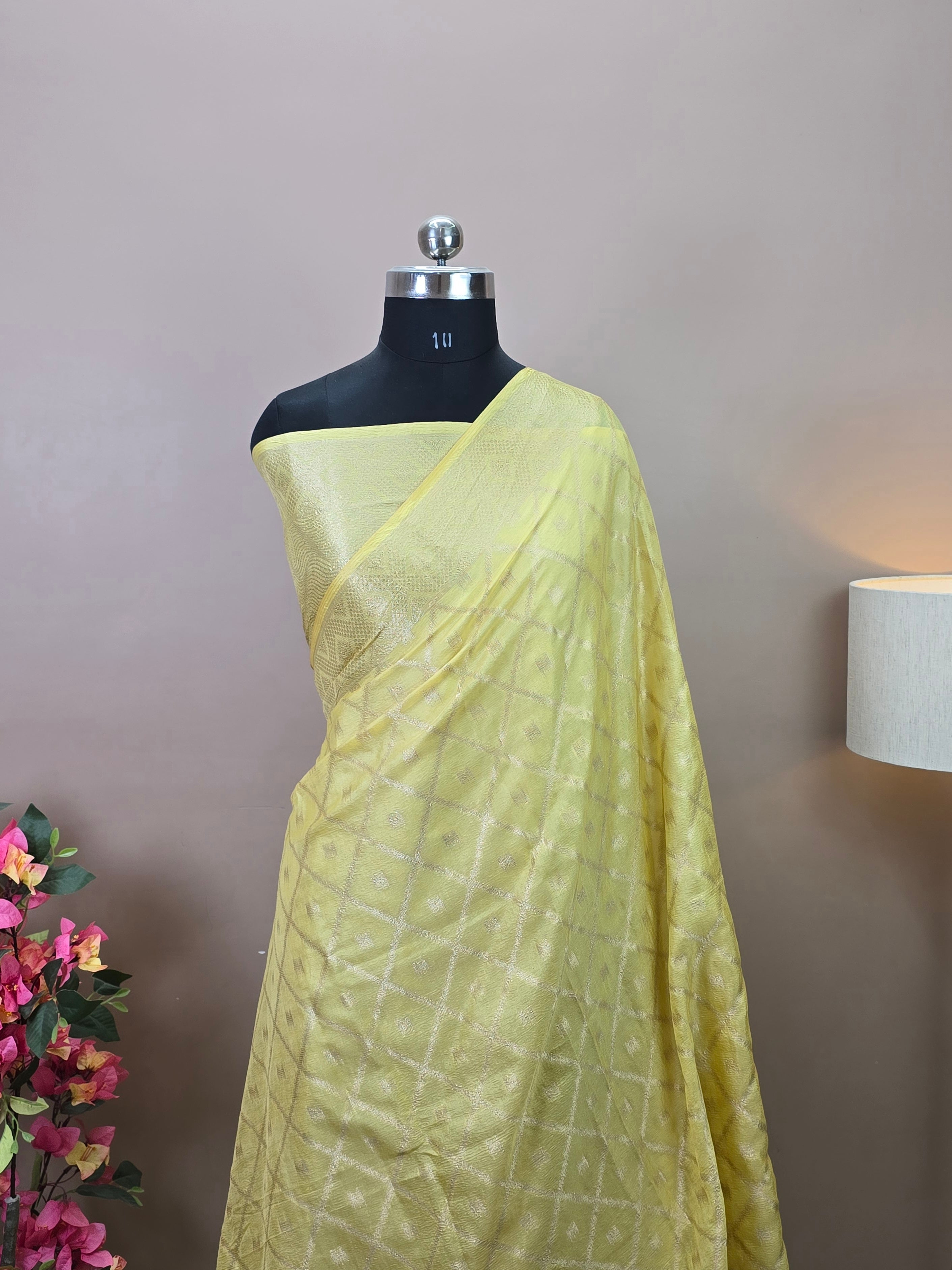 Banarasi Vaani Silk Saree with Geometric Zari Weaving