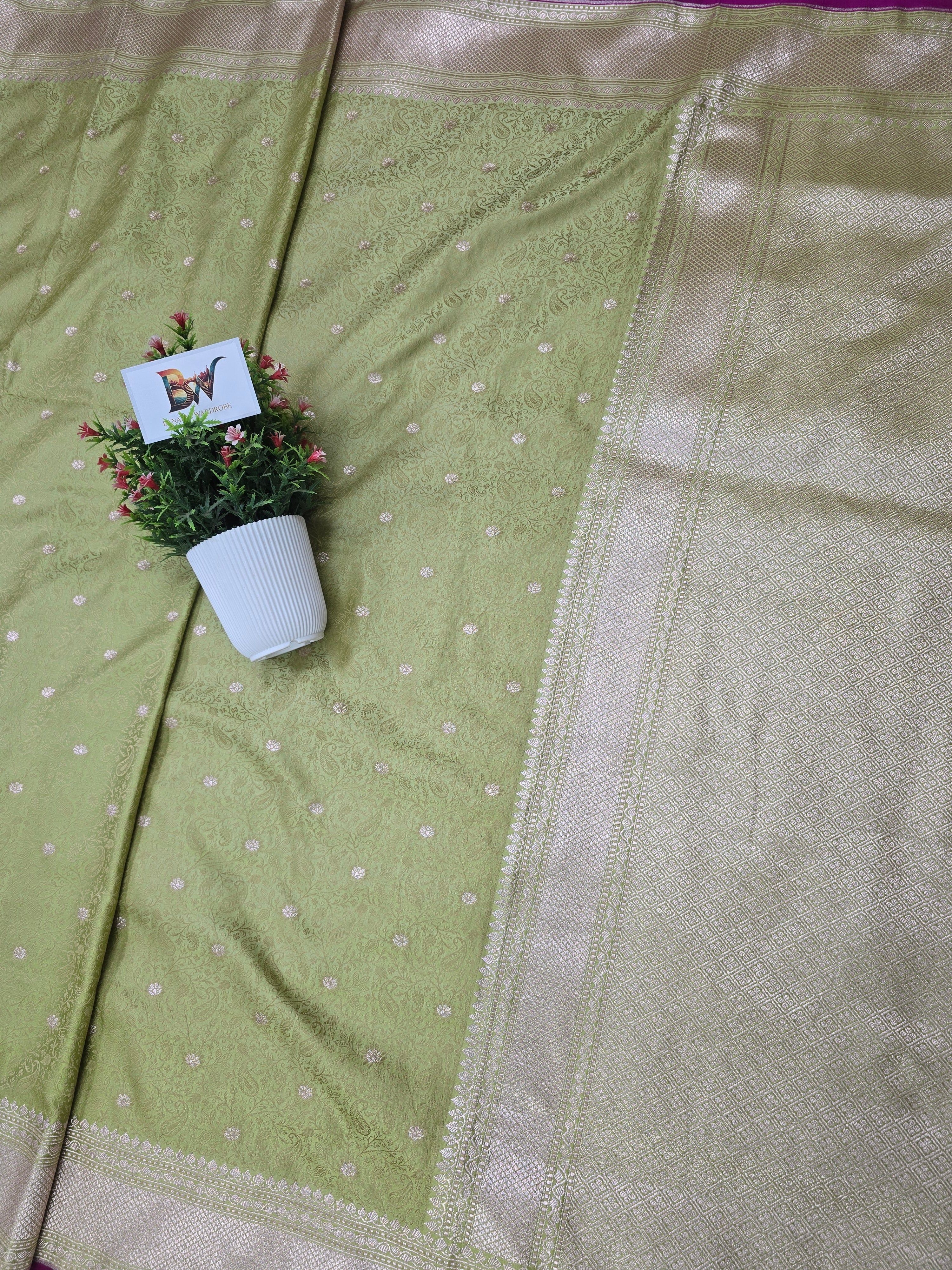 Banarasi Satin Malai Katan Silk Tanchui Saree