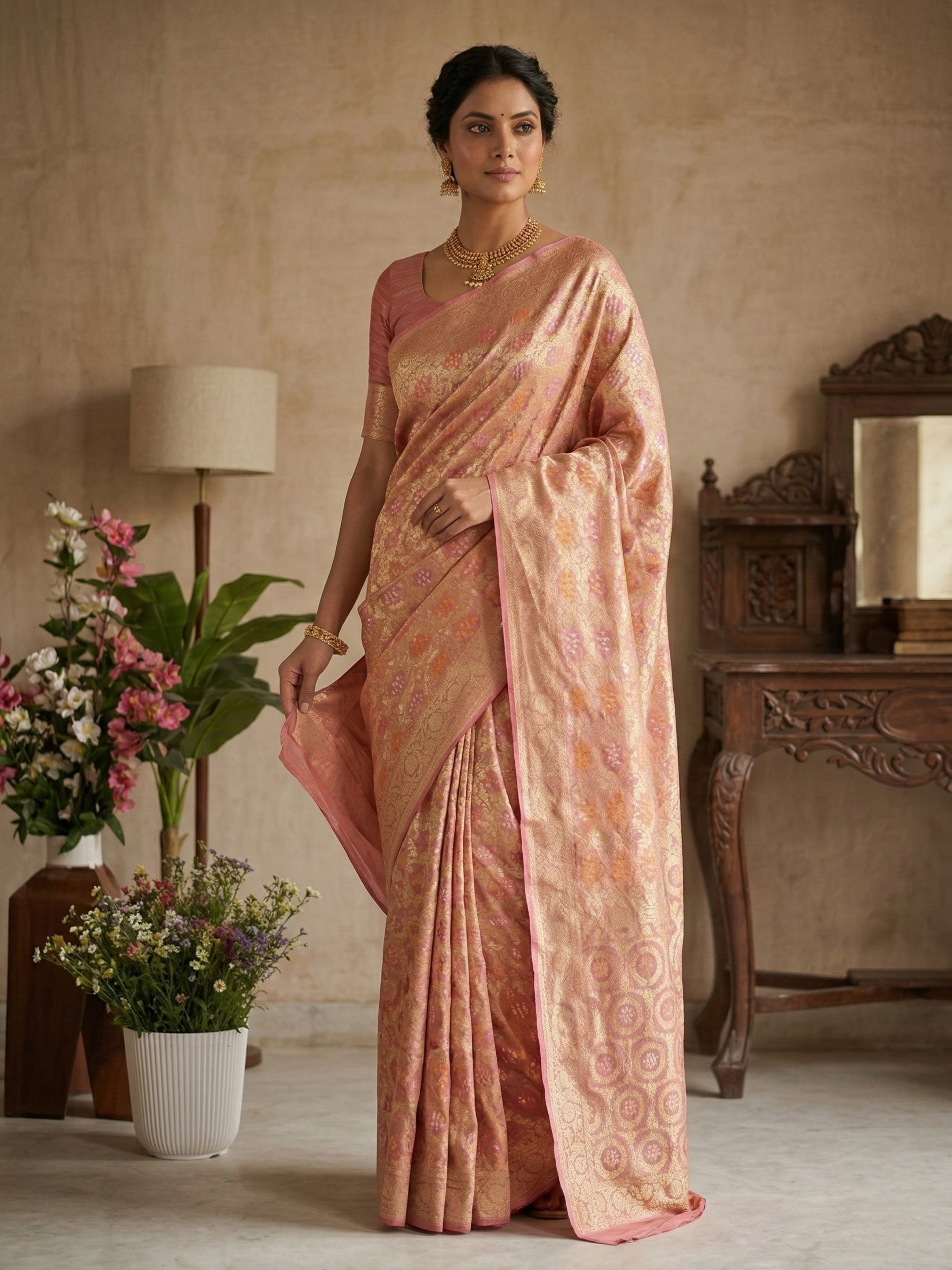 Banarasi Georgette Bandhej Meenakari Saree