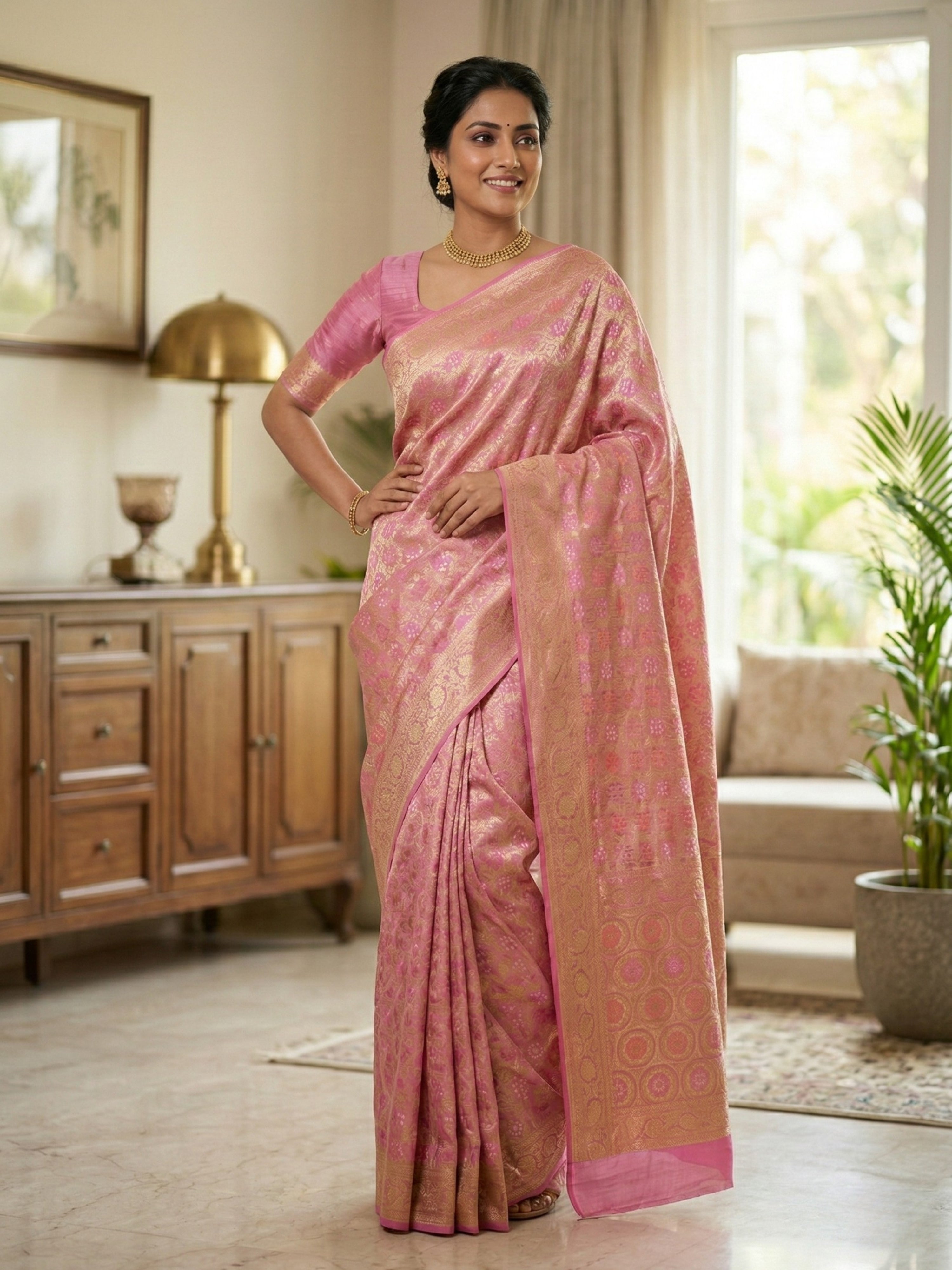 Banarasi Georgette Bandhej Meenakari Saree