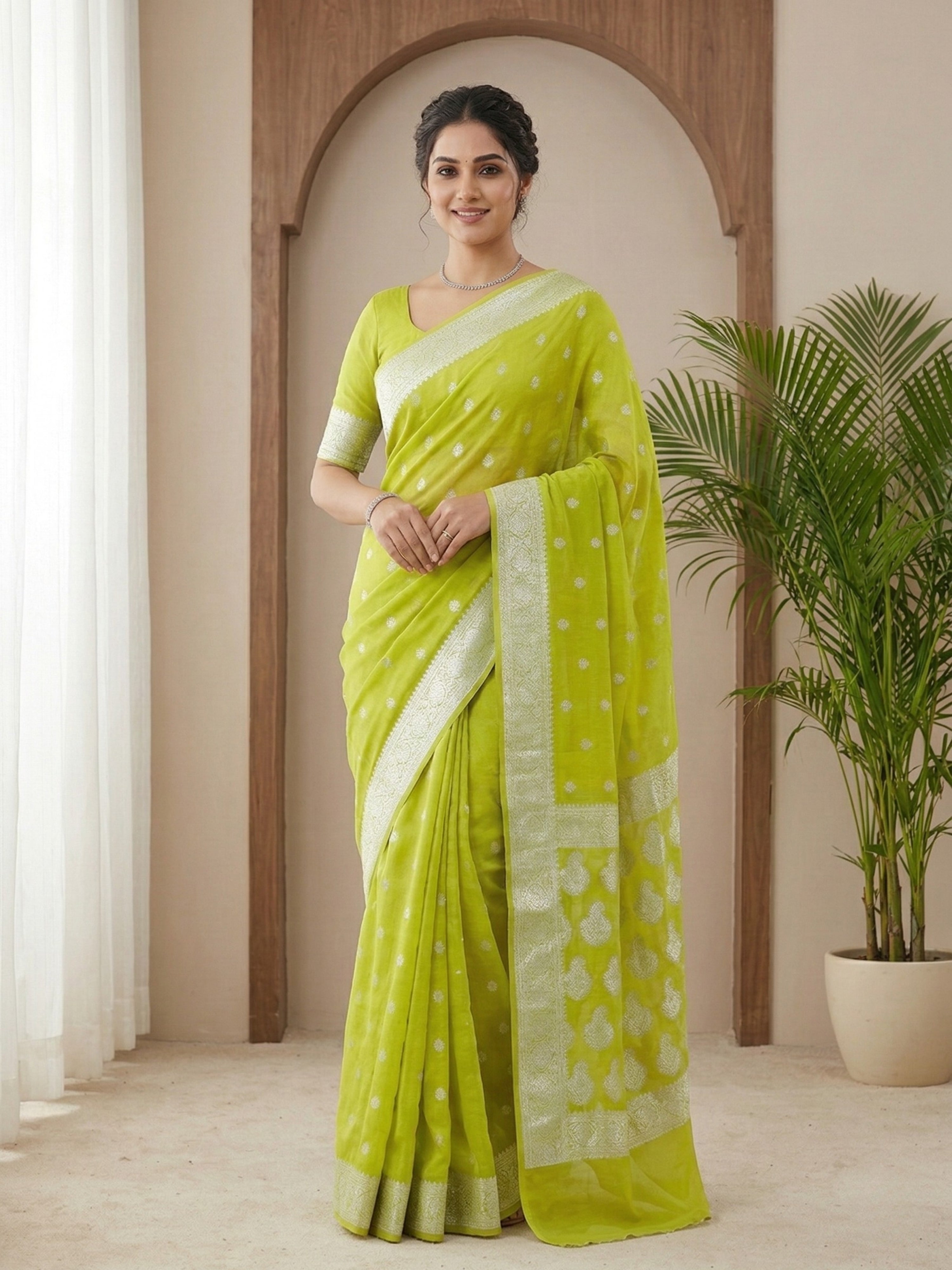 Banarasi Georgette Silver Zari Saree
