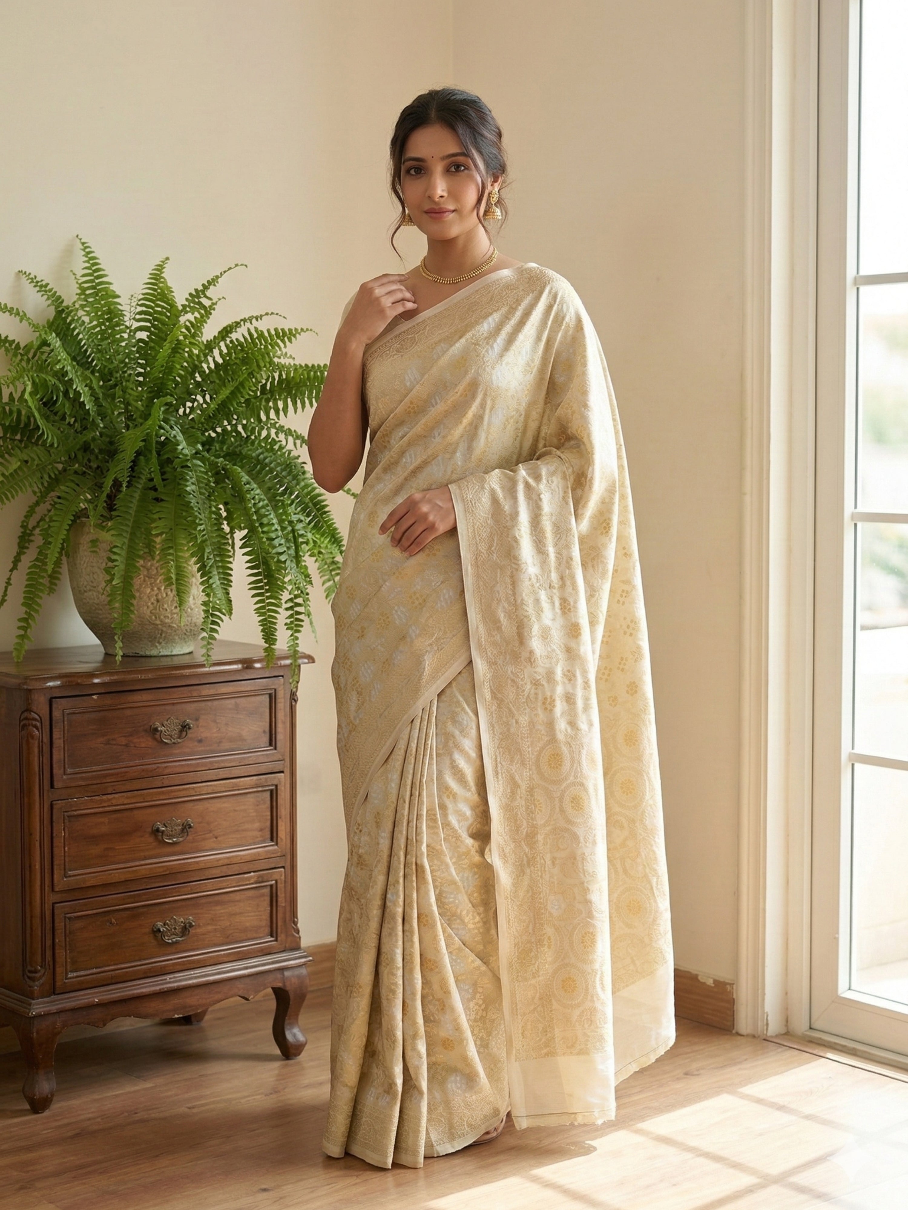 Banarasi Georgette Bandhej Meenakari Saree