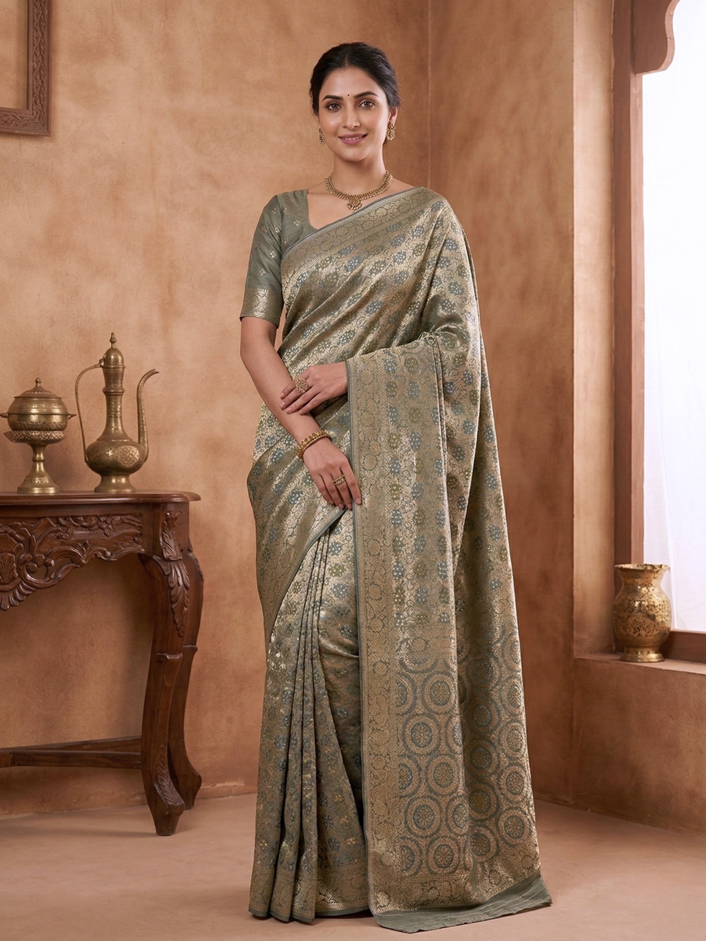 Banarasi Georgette Bandhej Meenakari Saree