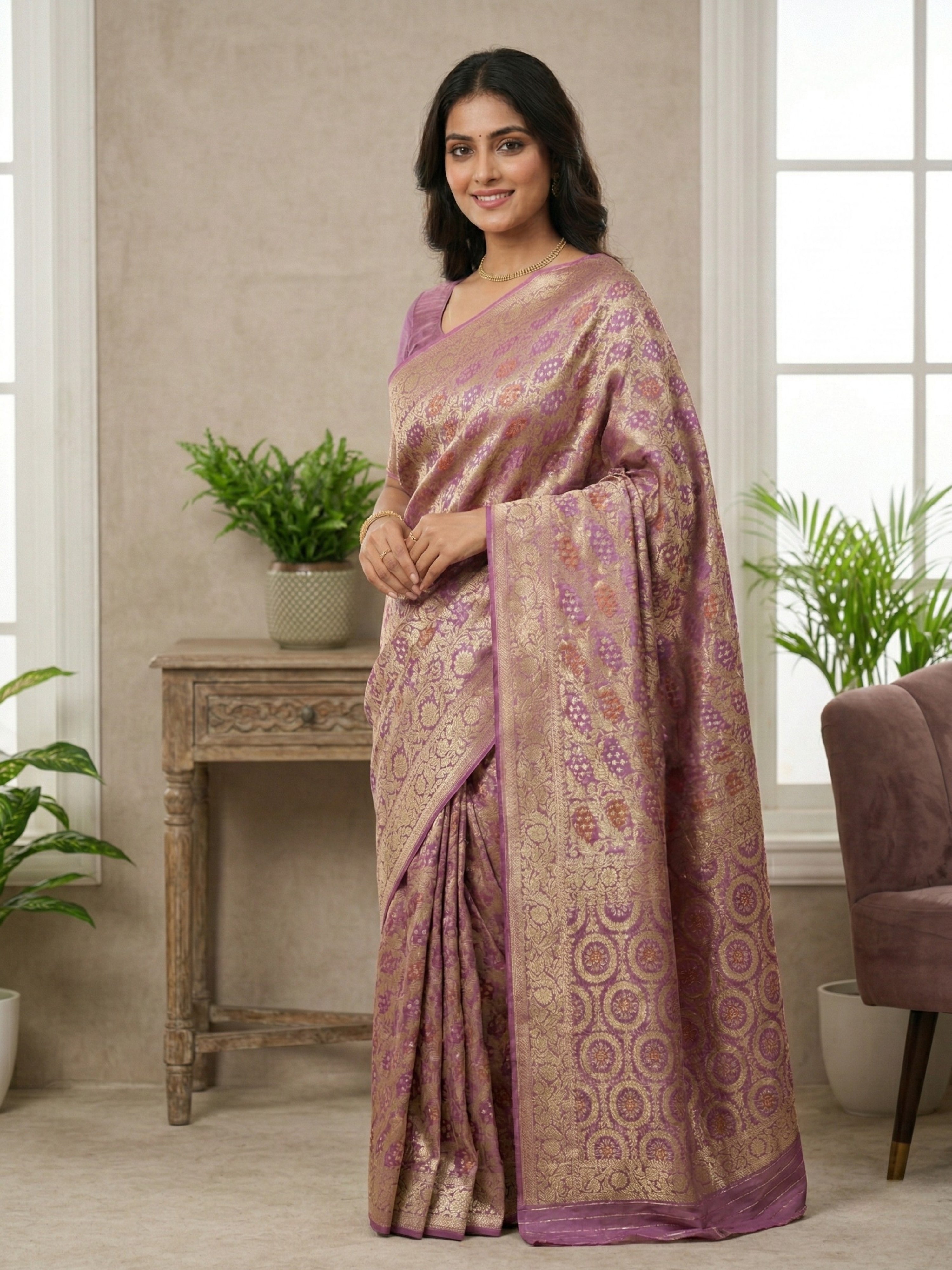 Banarasi Georgette Bandhej Meenakari Saree