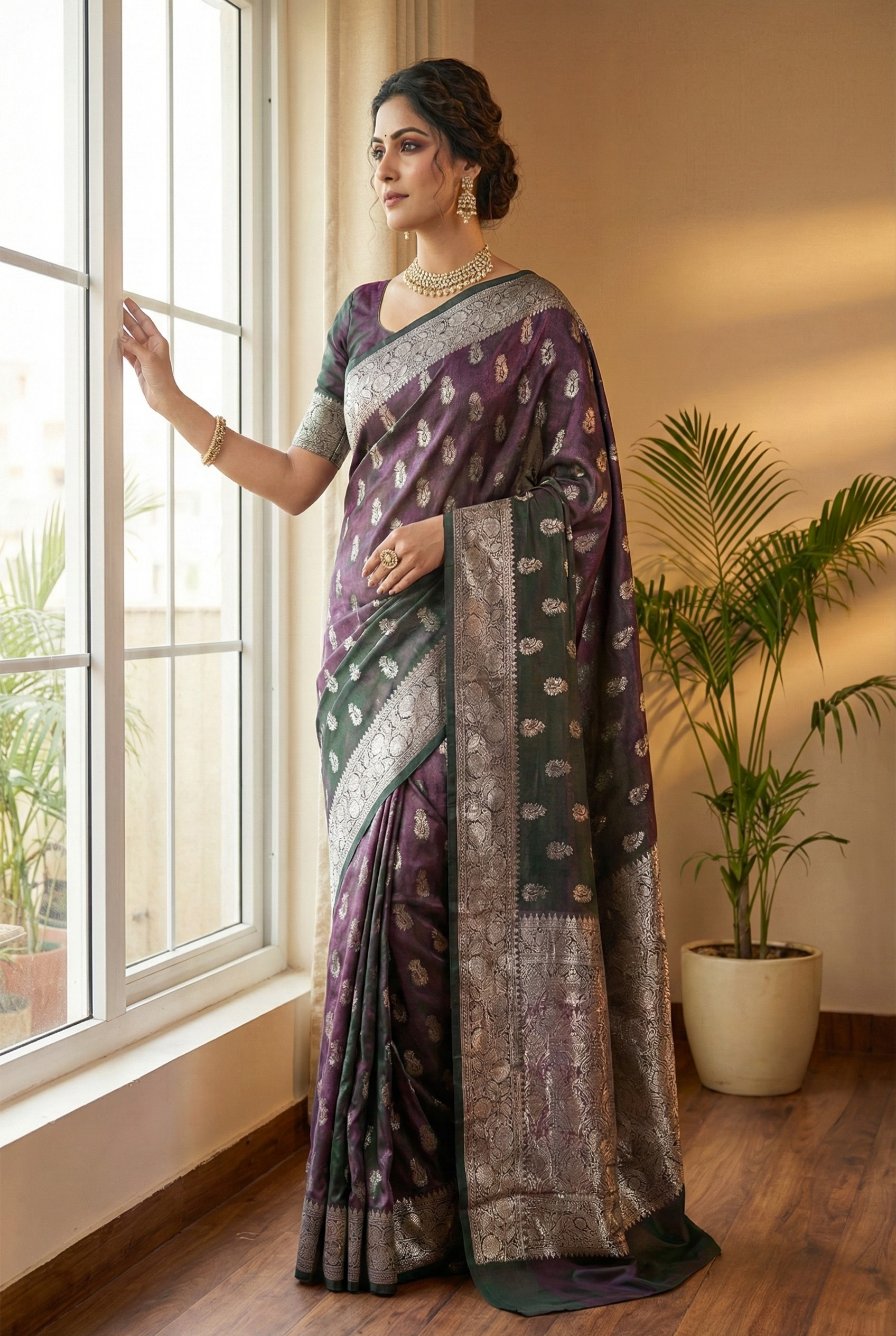 Banarasi Tissue Silk Dual Tone Saree