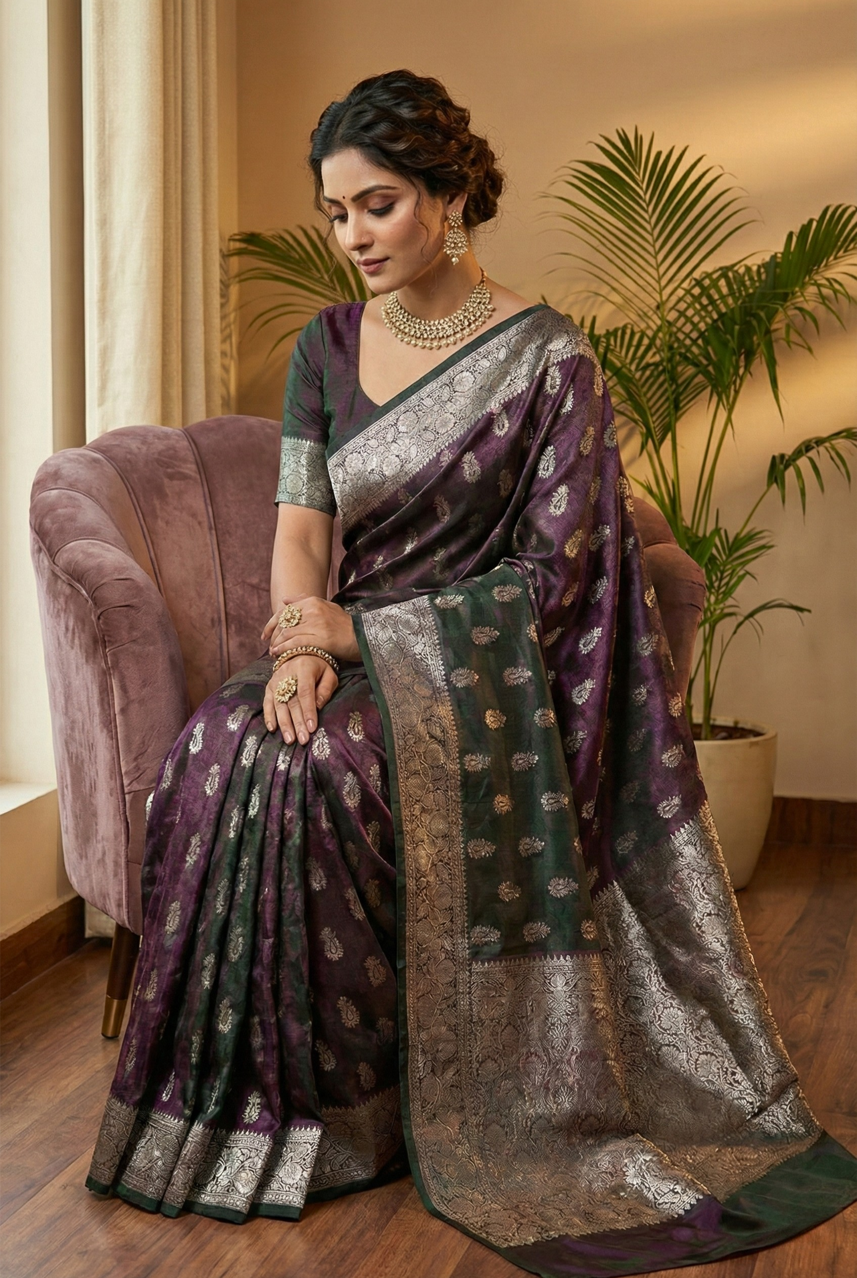 Banarasi Tissue Silk Dual Tone Saree