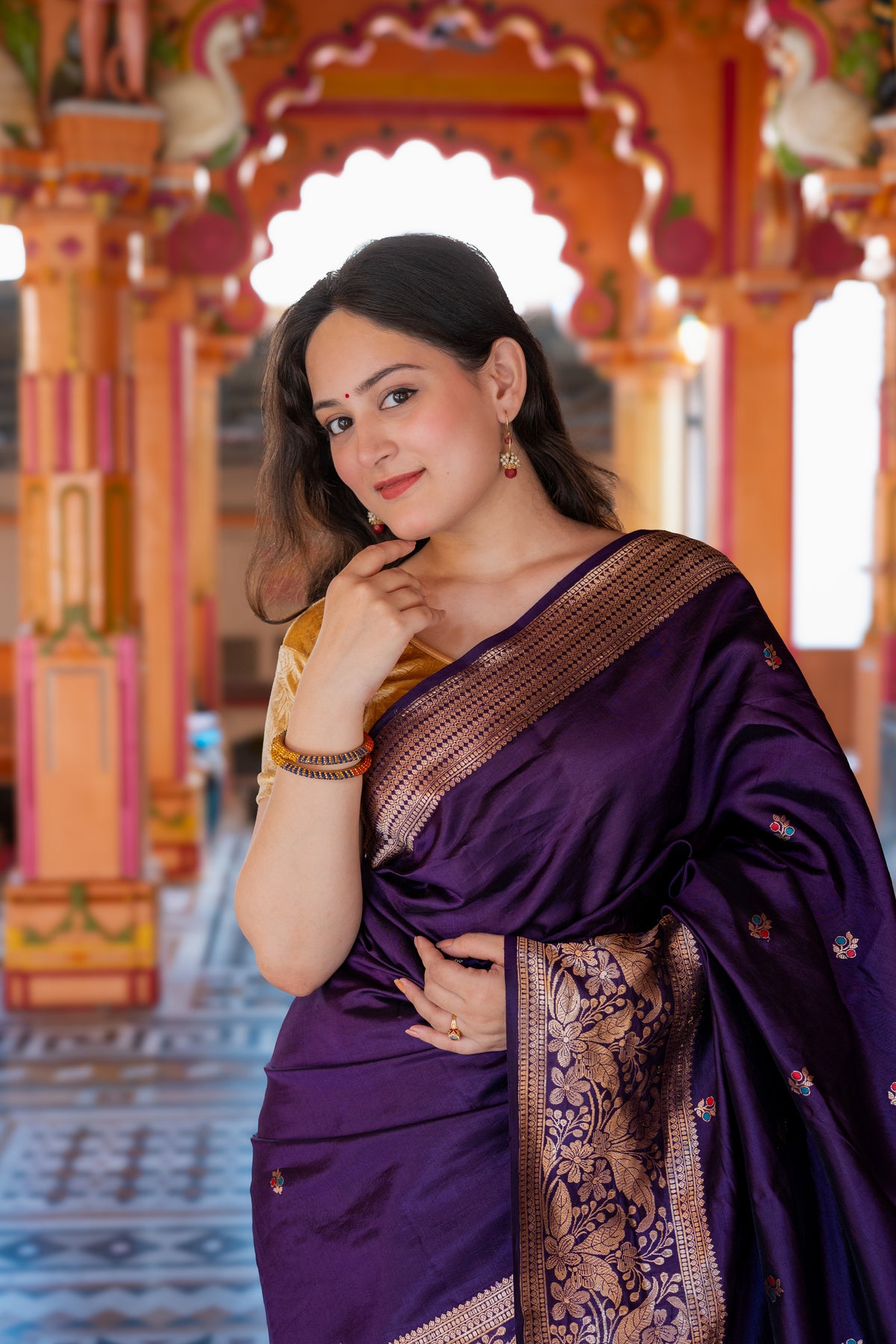 Pure Handloom Mango Silk Kadhua Banarasi Saree with Sona Roopa Motifs
