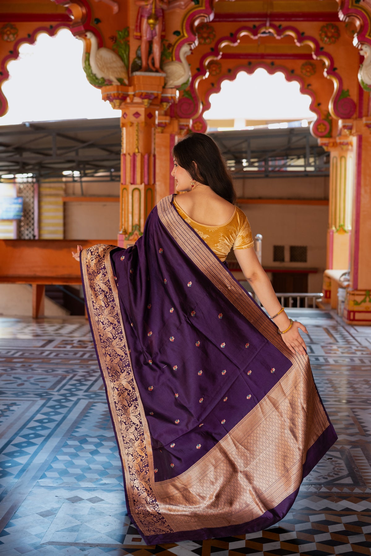 Pure Handloom Mango Silk Kadhua Banarasi Saree with Sona Roopa Motifs