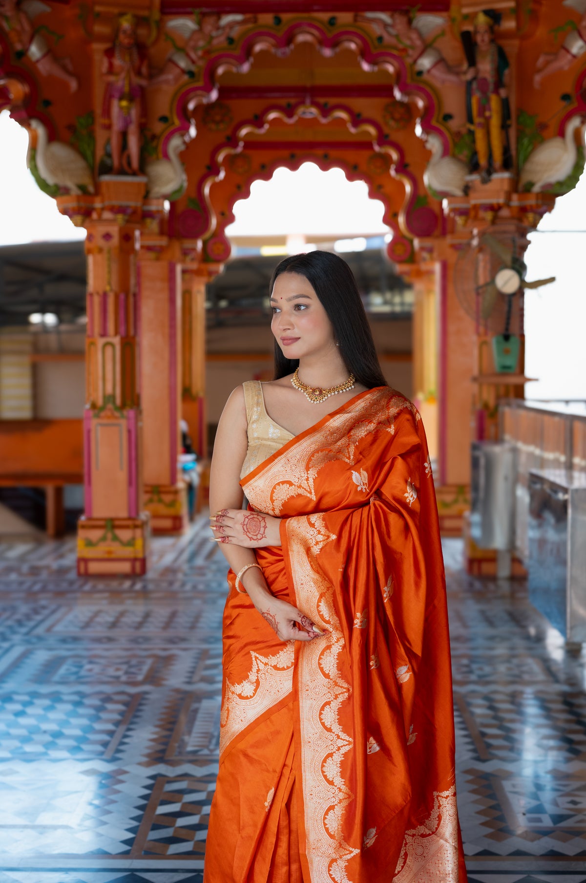Pure Handloom Mango Silk Kadhua Banarasi Saree with Sona Roopa Motifs