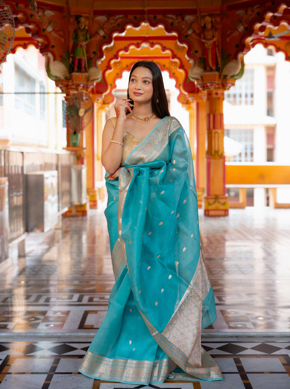 Pure Handloom Kora Silk Kadhua Banarasi Saree