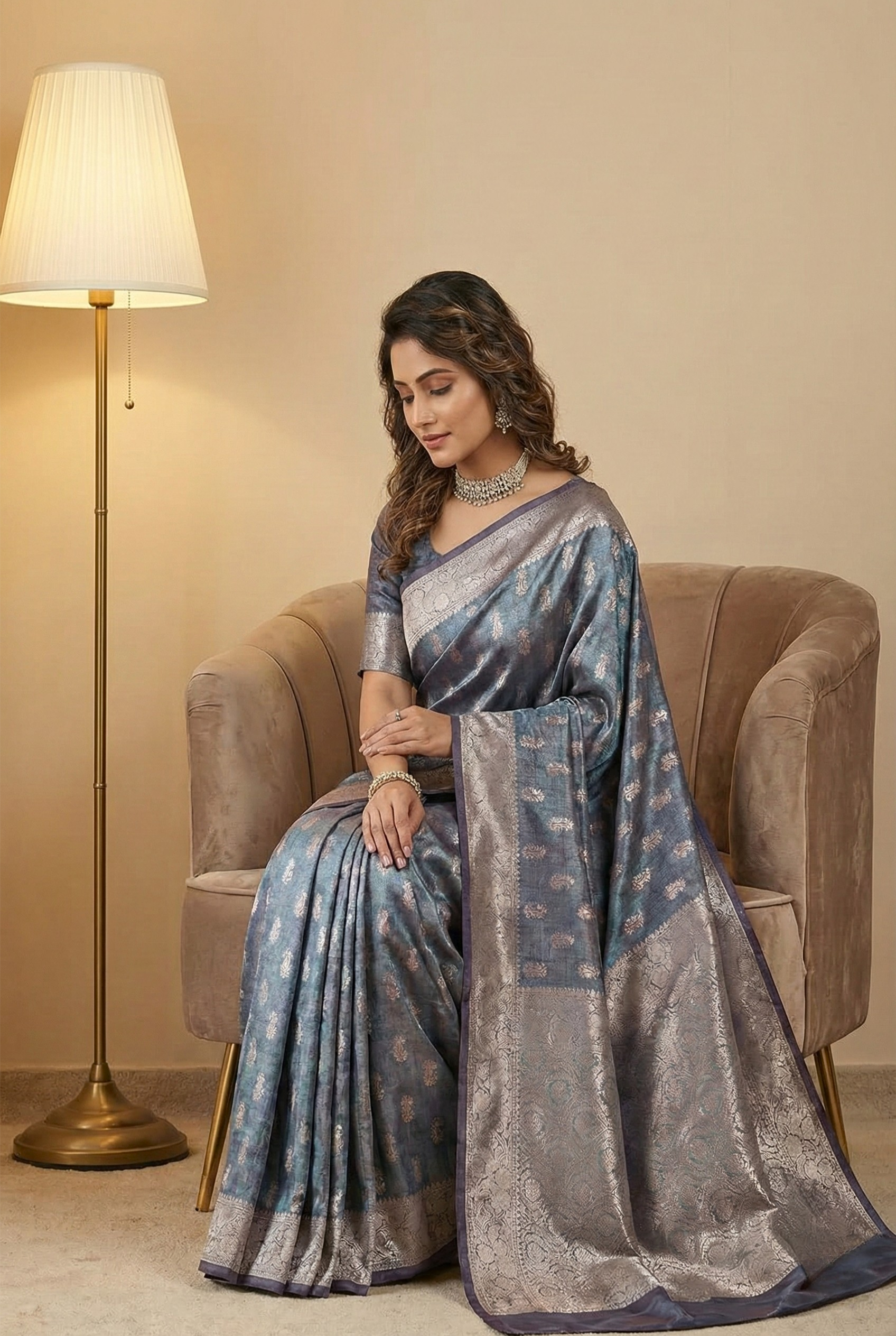 Banarasi Tissue Silk Dual Tone Saree