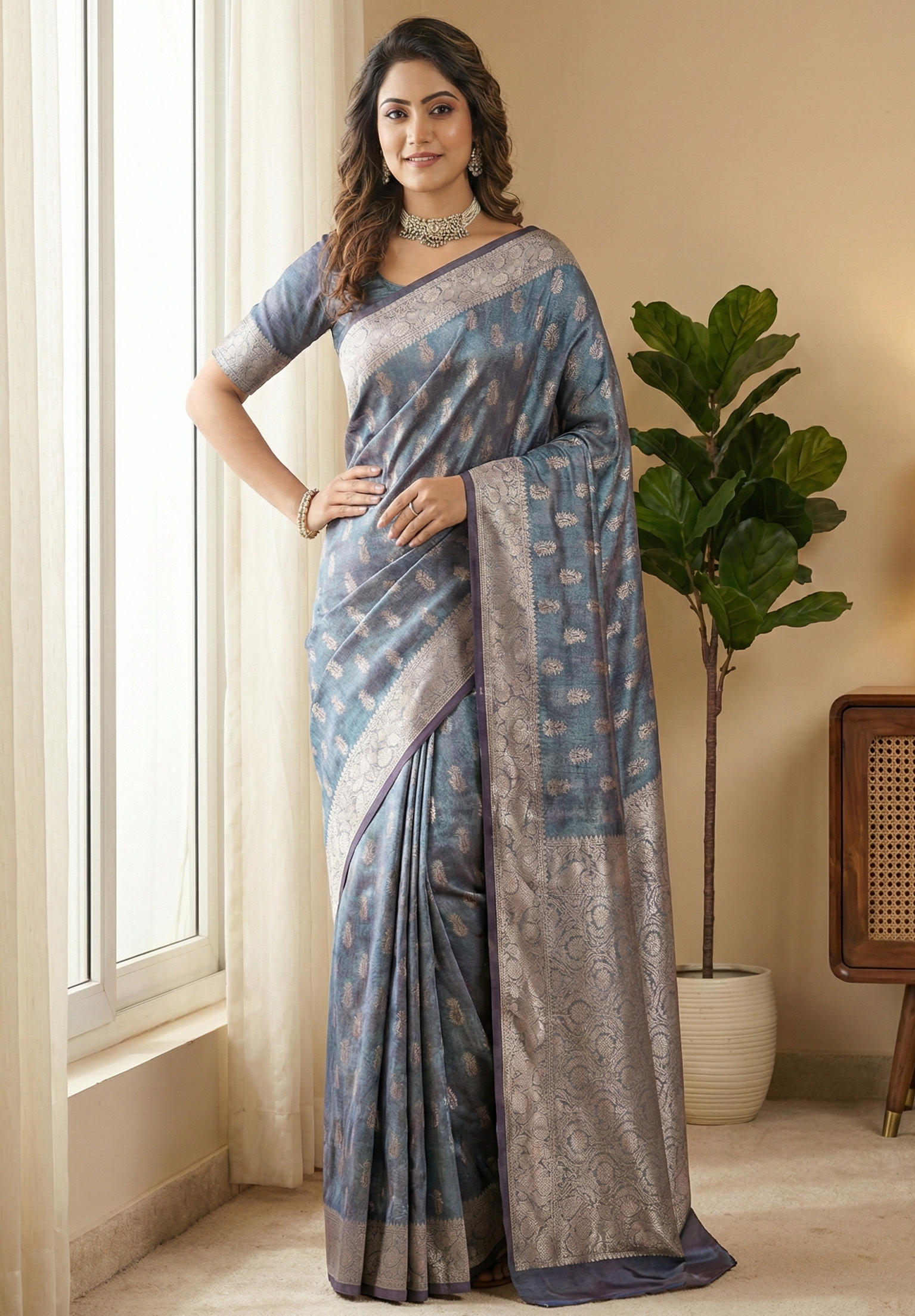 Banarasi Tissue Silk Dual Tone Saree