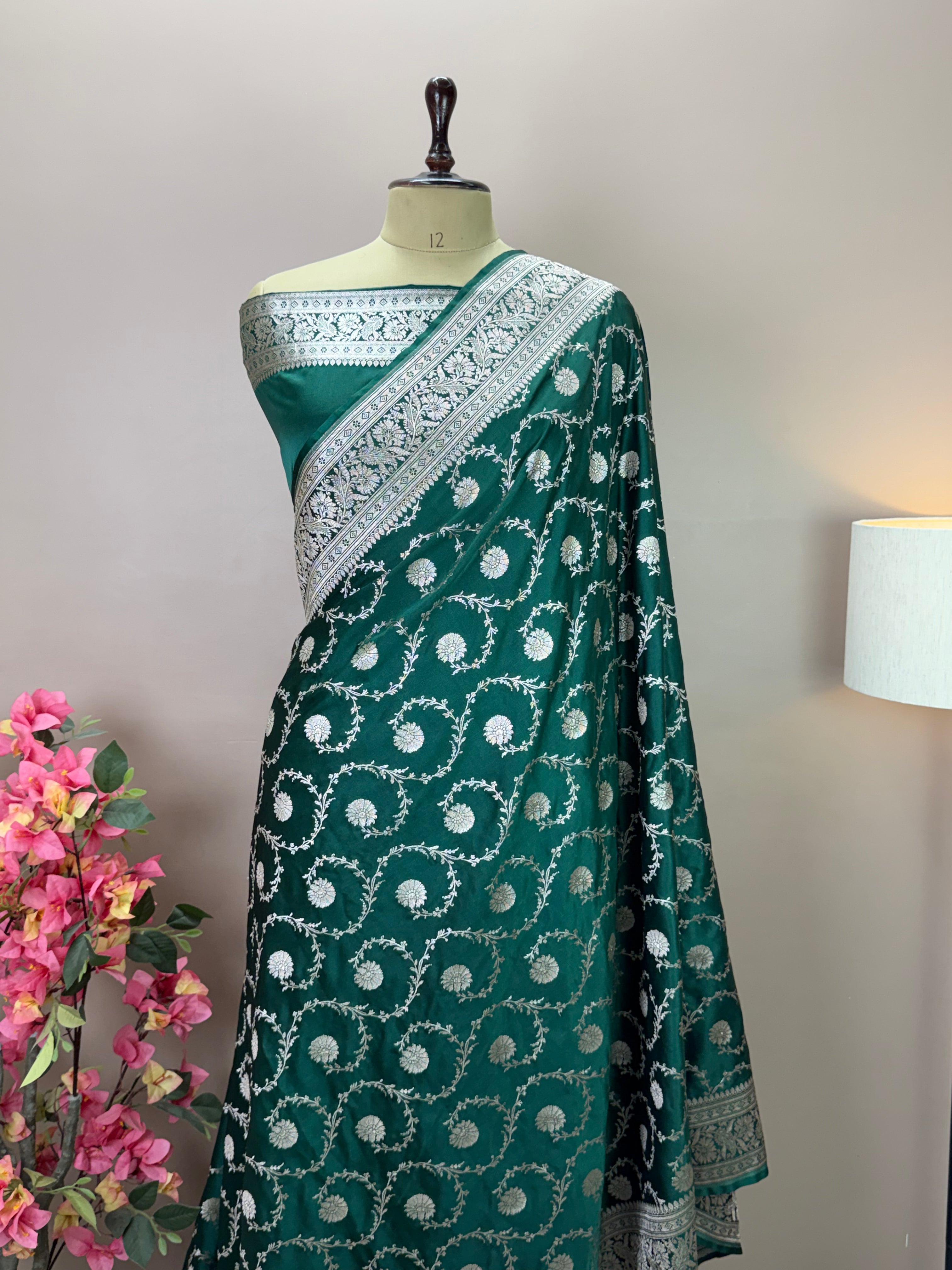 Banarasi Mashru Katan Silk Saree with All Over Jaal