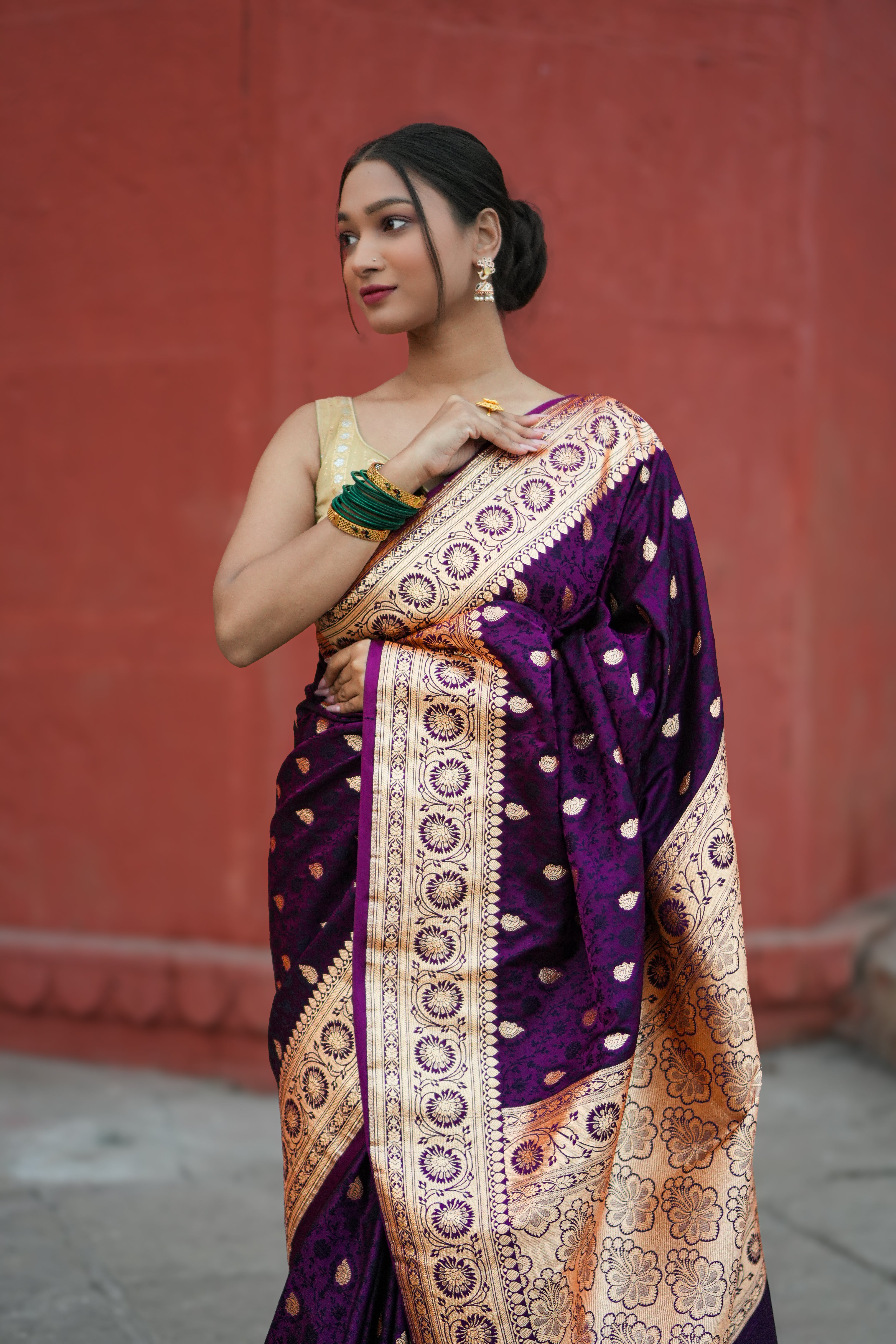 Banarasi Satin Malai Katan Tanchui Saree