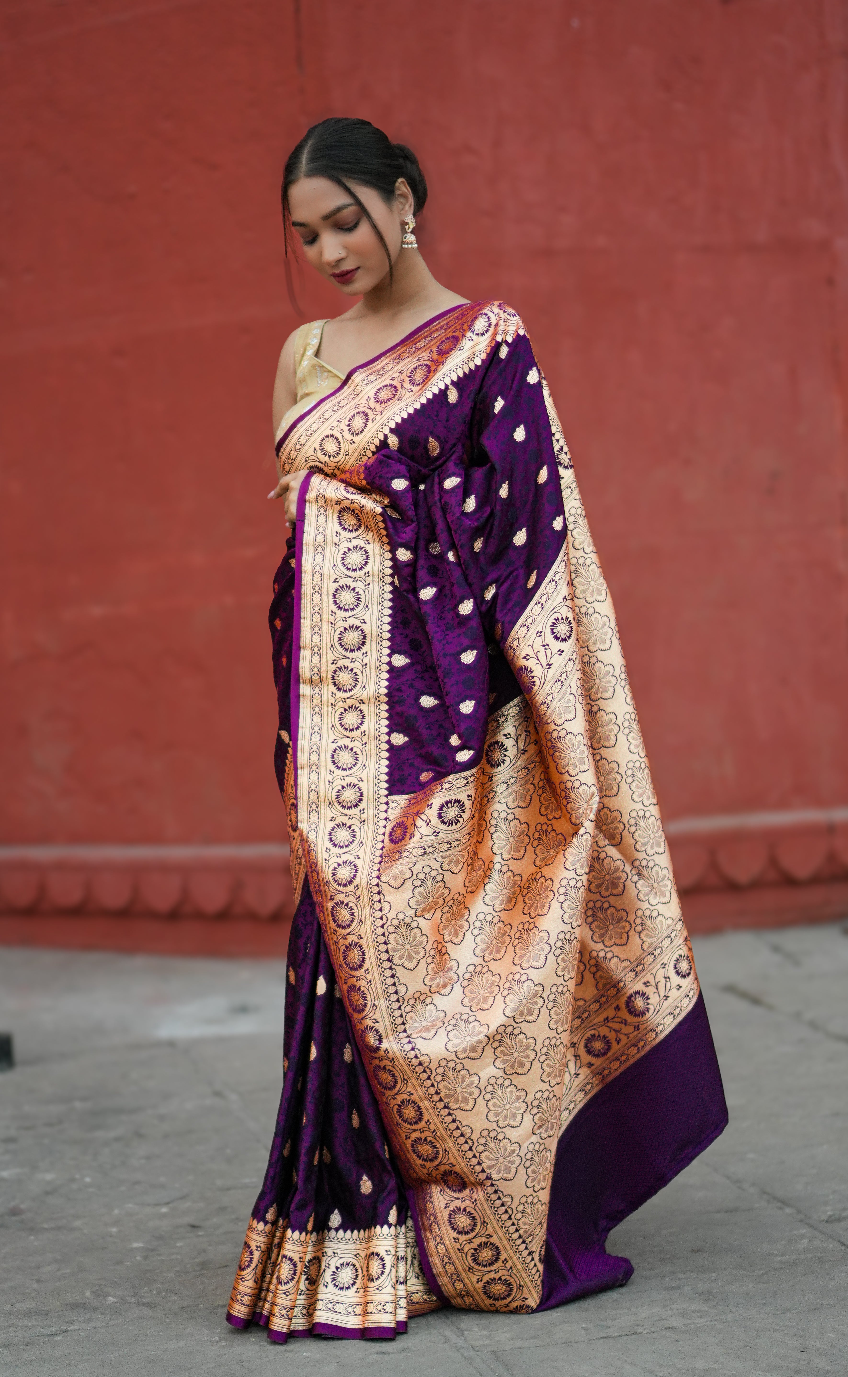 Banarasi Satin Malai Katan Tanchui Saree