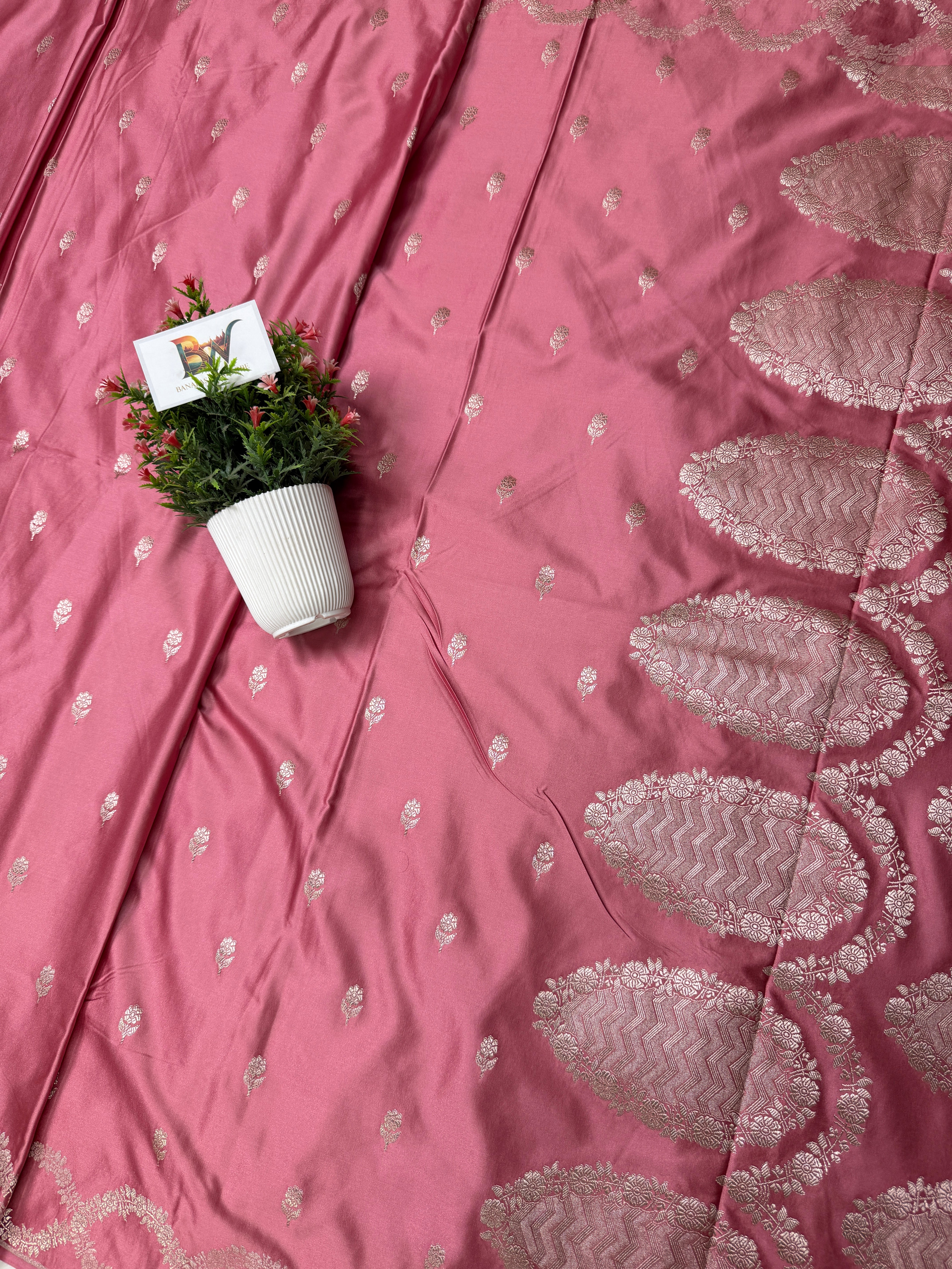 Mashru Katan Silk Banarasi Saree with Open Border