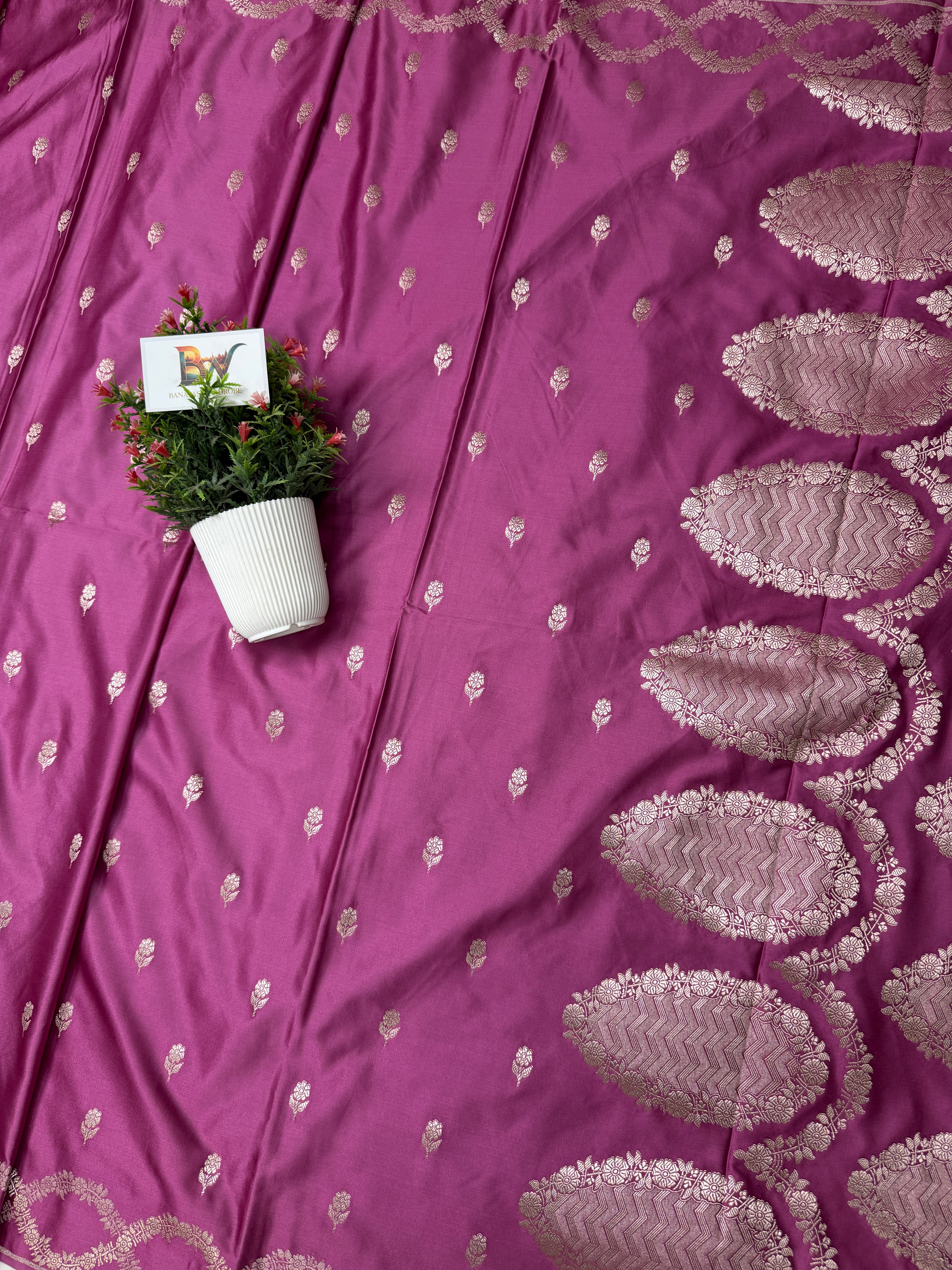Mashru Katan Silk Banarasi Saree with Open Border