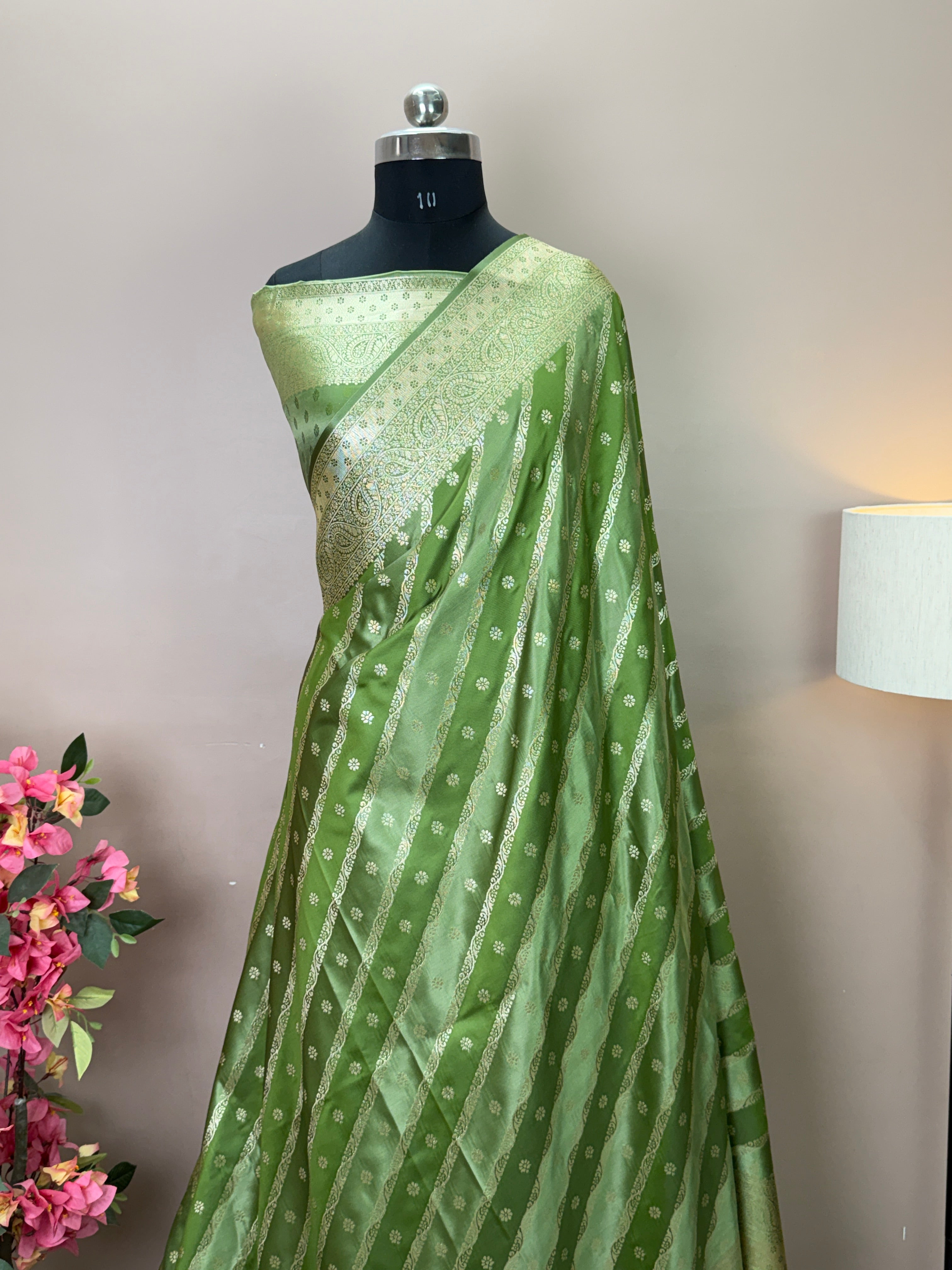 Banarasi Satin Malai Katan Rangkaat Saree