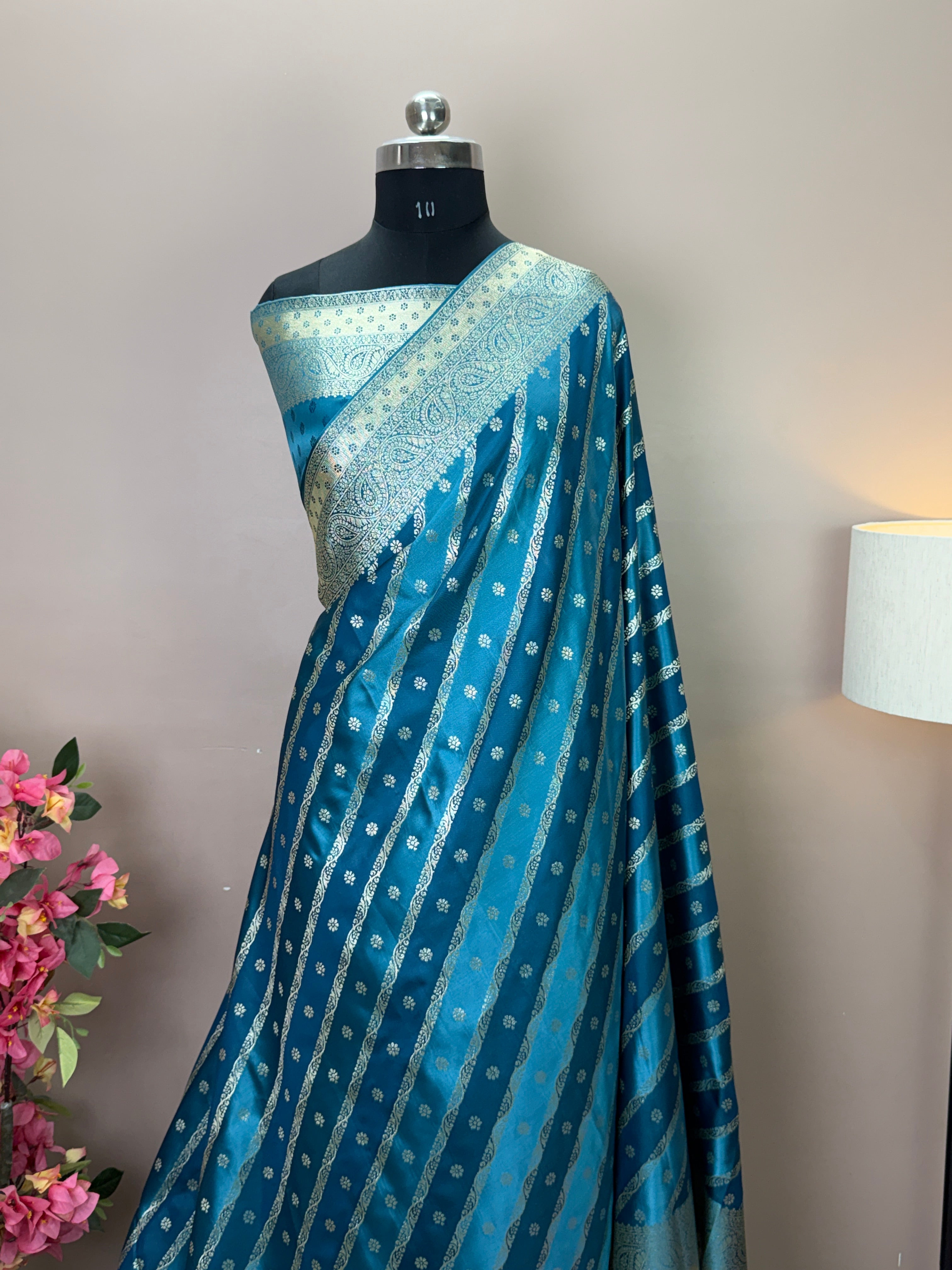 Banarasi Satin Malai Katan Rangkaat Saree